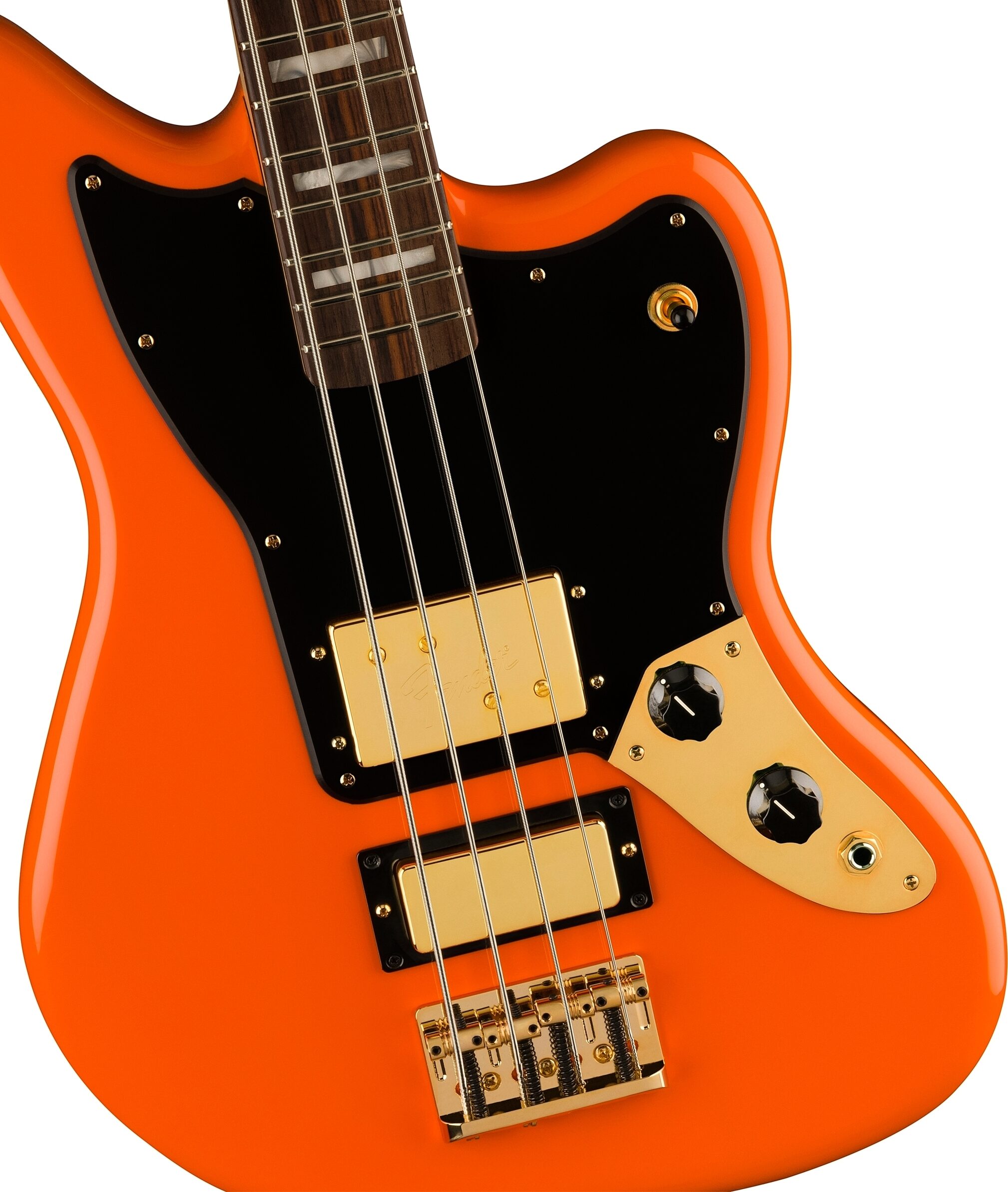 Fender Limited Edition Mike Kerr Jaguar Bass Guitar (with Gig Bag), Tigers Orange, Action Position Back