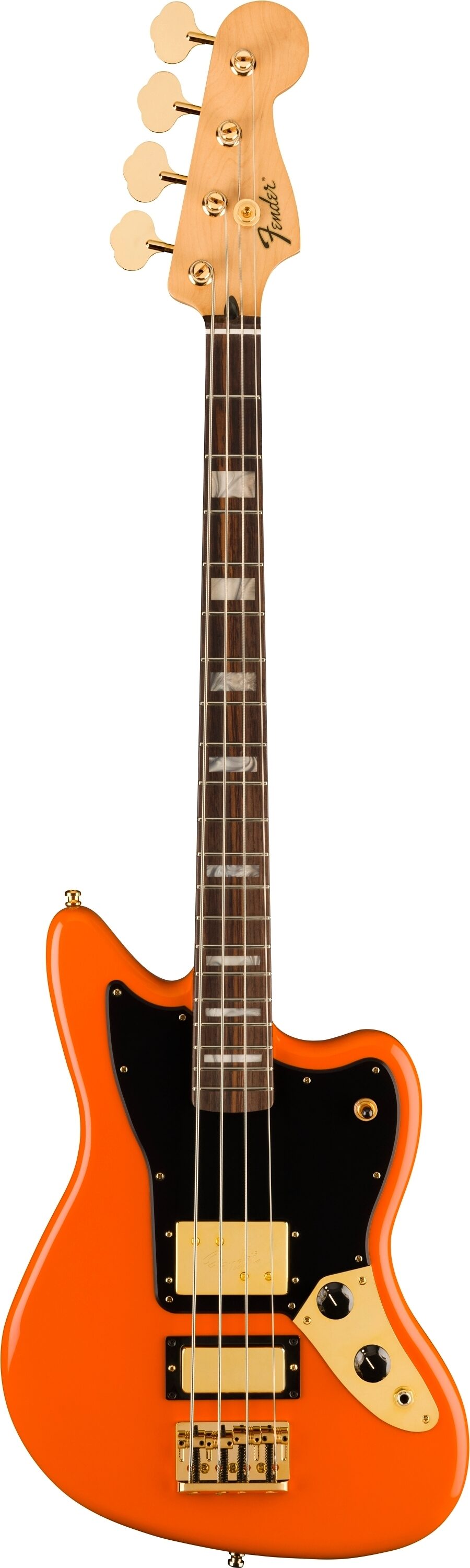Fender Limited Edition Mike Kerr Jaguar Bass Guitar (with Gig Bag), Tigers Orange, Action Position Back