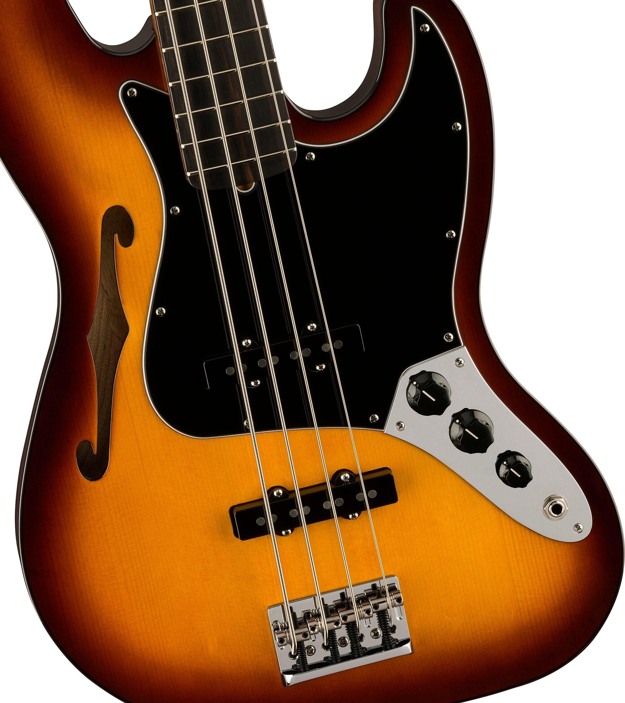 Fender Limited Edition Suona Jazz Thinline Electric Bass (with Case), Violin Burst, Action Position Back