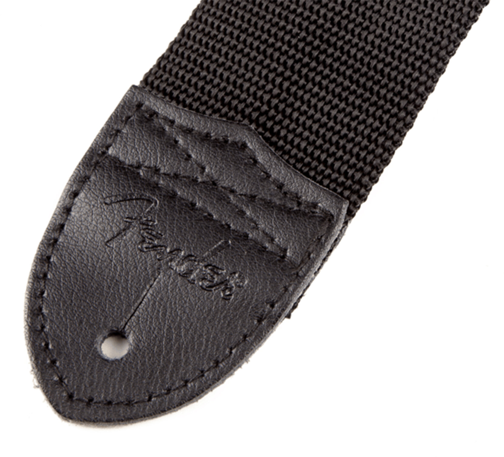 Fender Logo Guitar Strap, Black with Gray Logo, Action Position Back