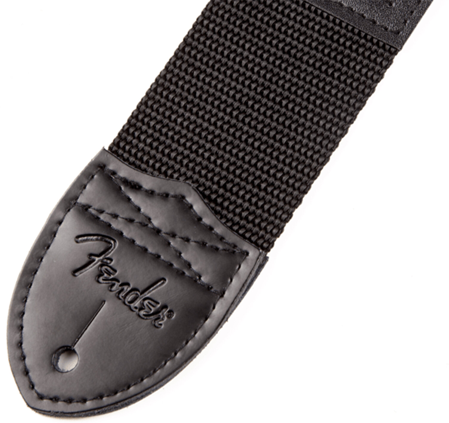Fender Logo Guitar Strap, Black with Yellow Logo, Action Position Back