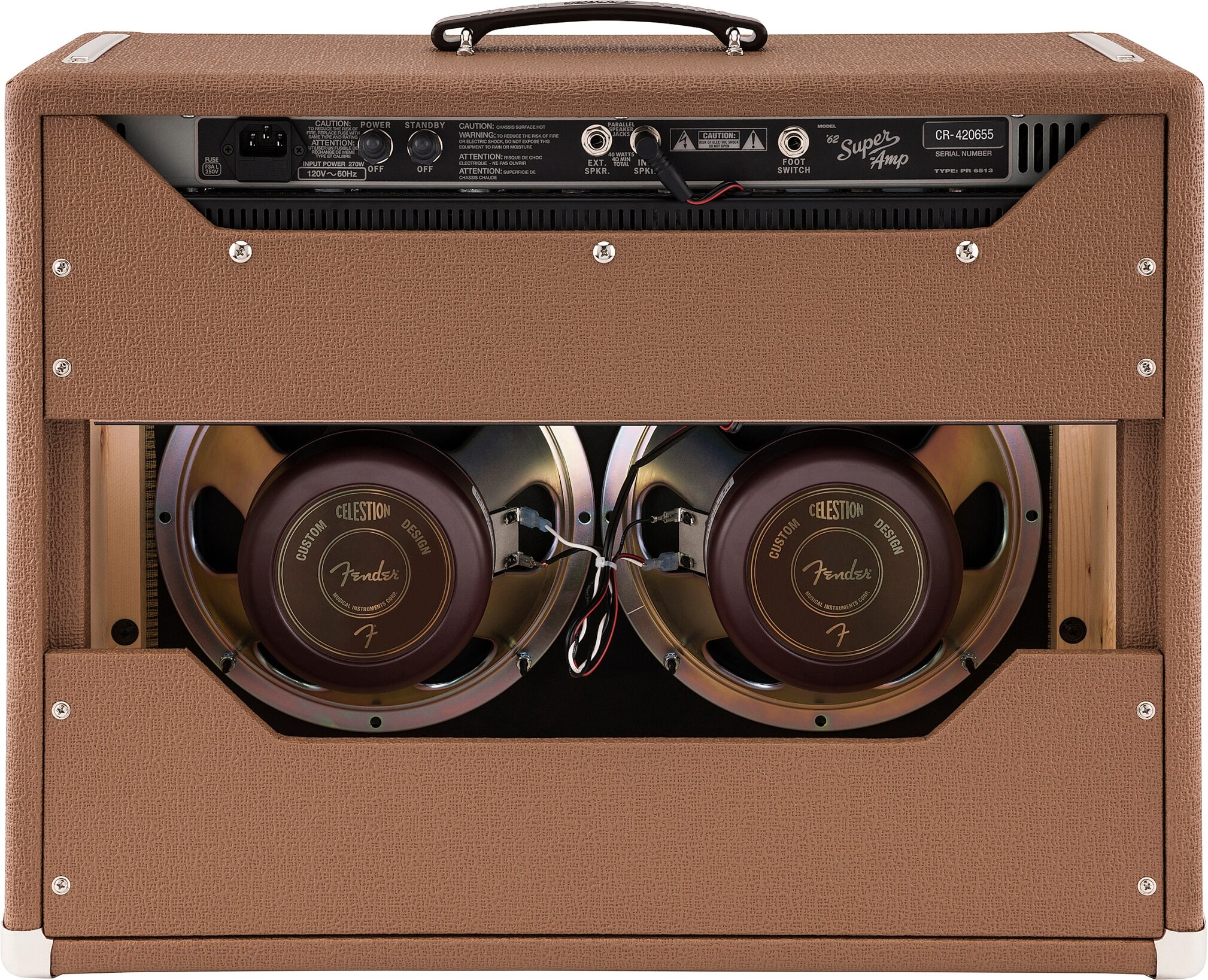 Fender American Vintage 62 Super Amp Guitar Tube Amplifier (40 Watts, 2x10"), New, Action Position Back