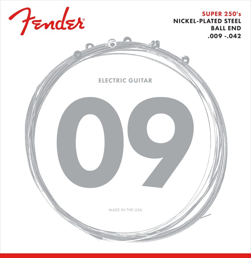 Fender Super 250s Electric Guitar Strings, 9-42, 250L, Action Position Back
