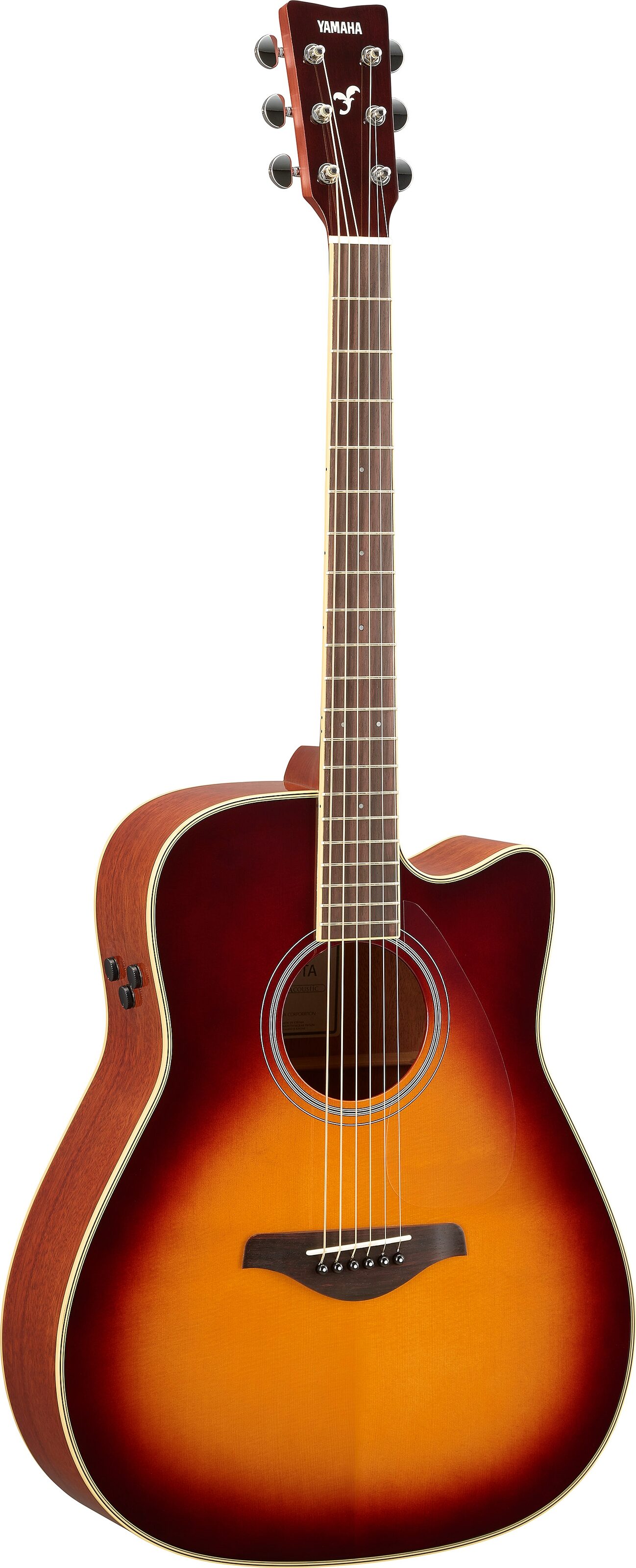 Yamaha FGC-TA Cutaway TransAcoustic Guitar, Sunburst, Action Position Back