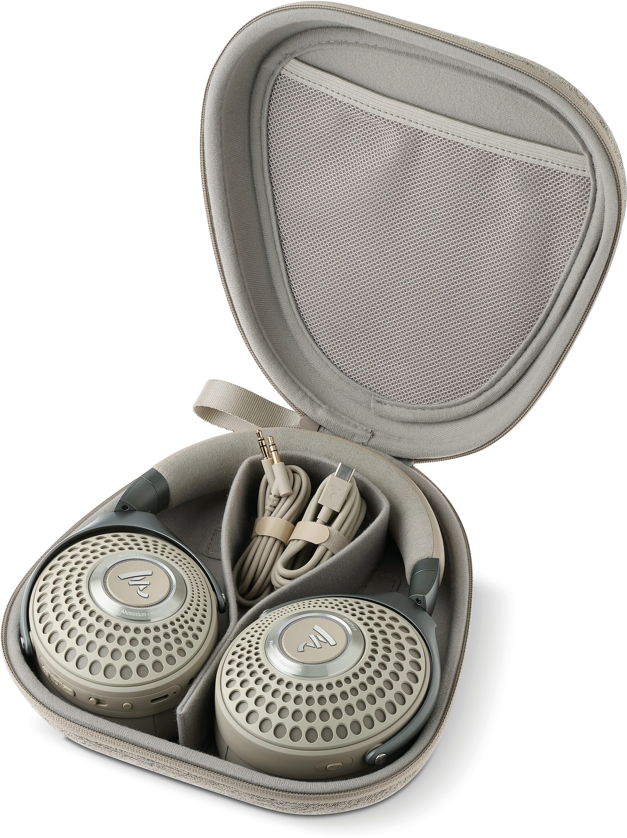 Focal Bathys Wireless Noise-Cancelling Headphones, Dune, Action Position Back