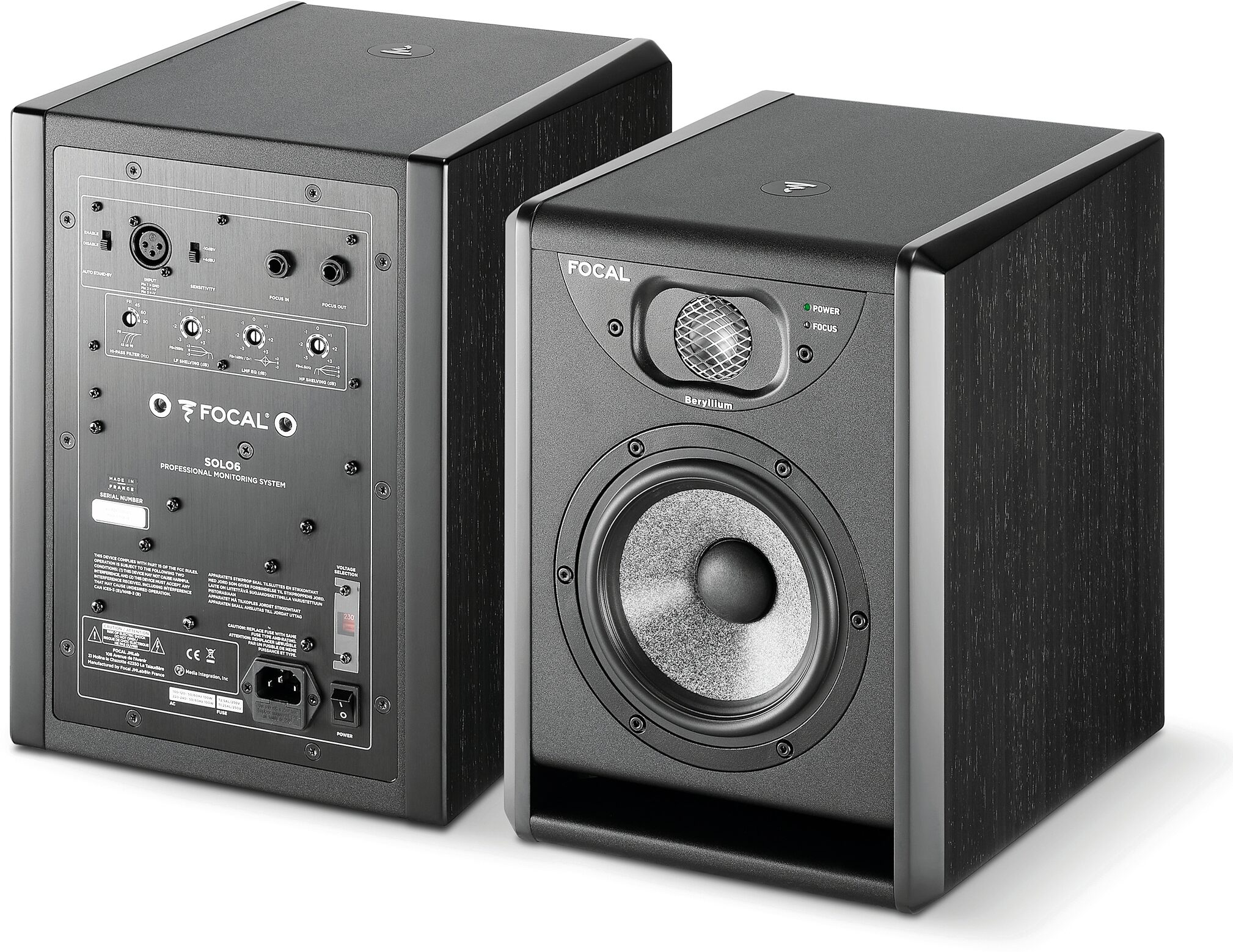 Focal Solo6 Powered Studio Monitor, Black, Action Position Back