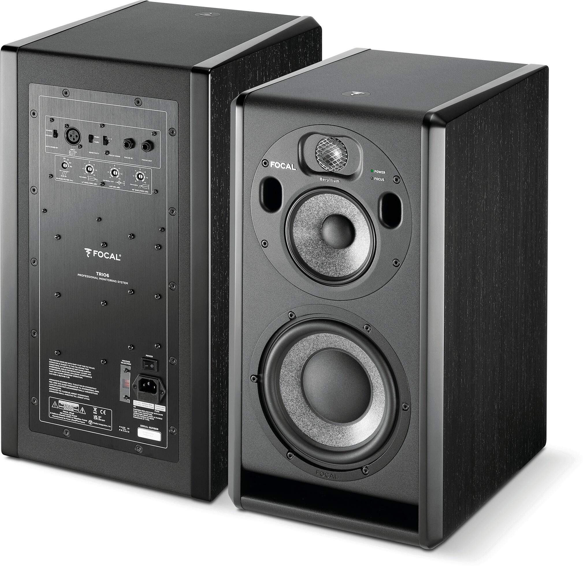 Focal Trio6 3-Way Powered Studio Monitor, Black, Action Position Back