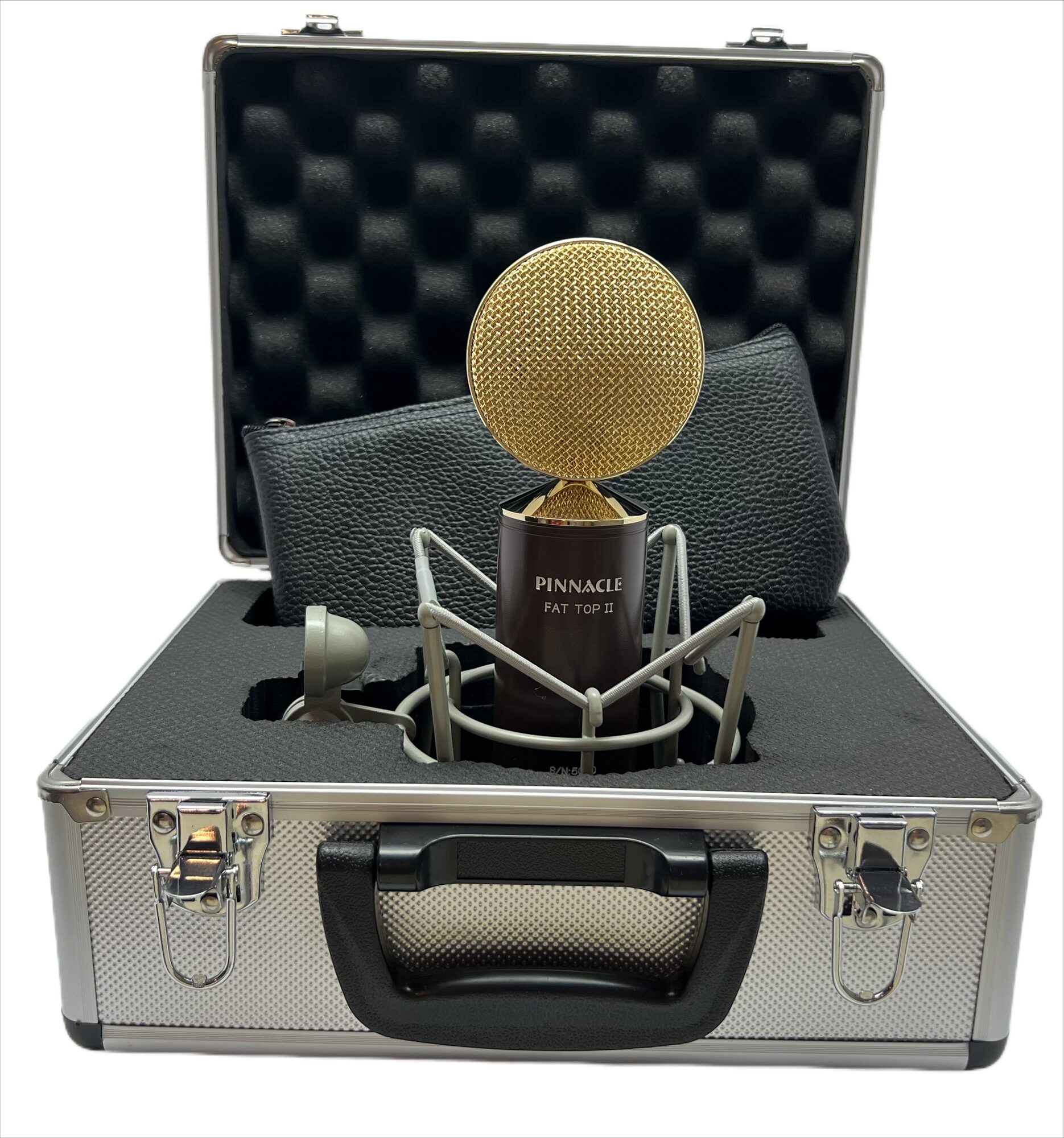 Pinnacle Microphones Fat Top II Ribbon Microphone - Deluxe Package with Shock Mount and Case, Brown, Action Position Back