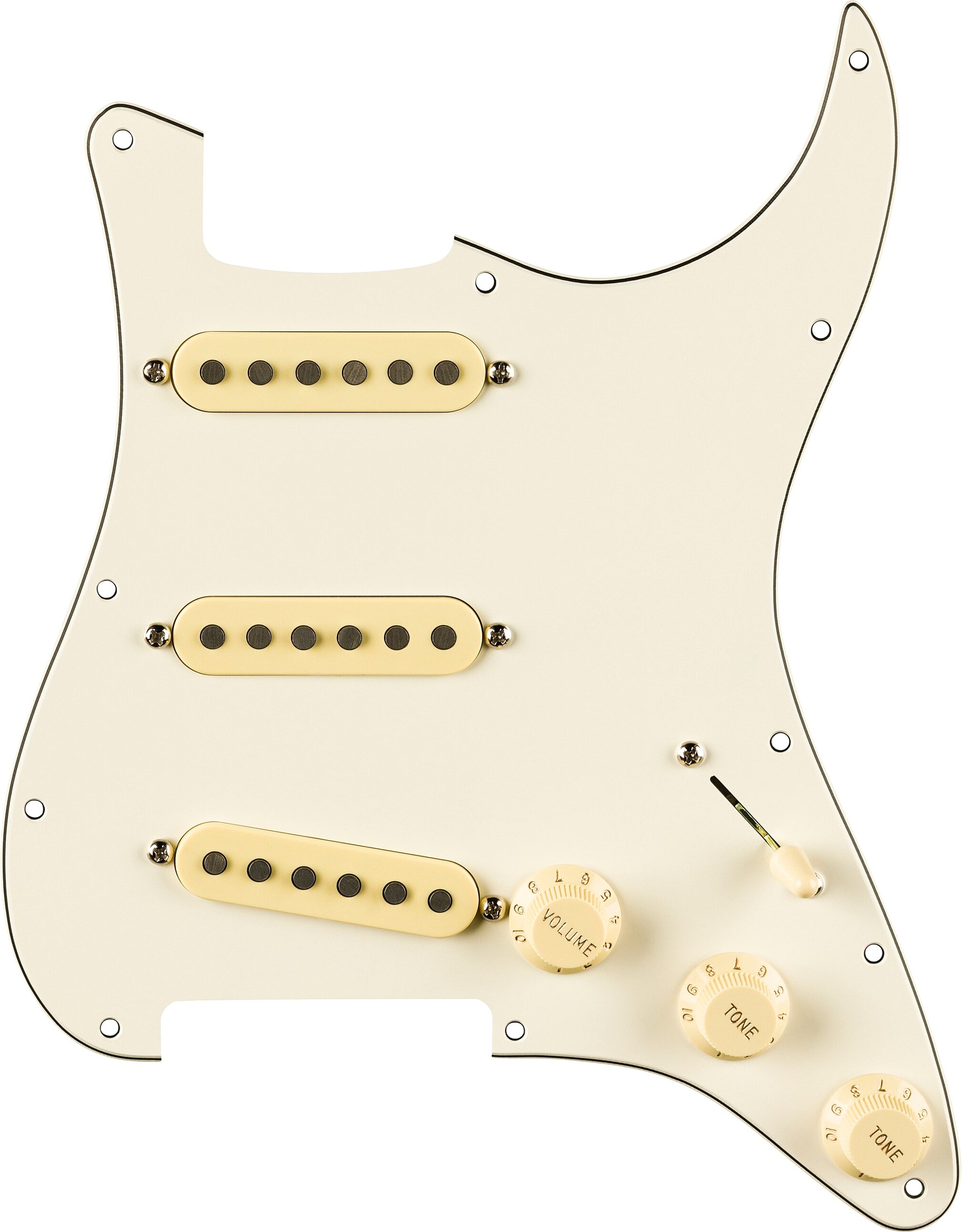 Fender EJ Pre-Wired Stratocaster Pickguard, Parchment, 11 Hole, Action Position Back