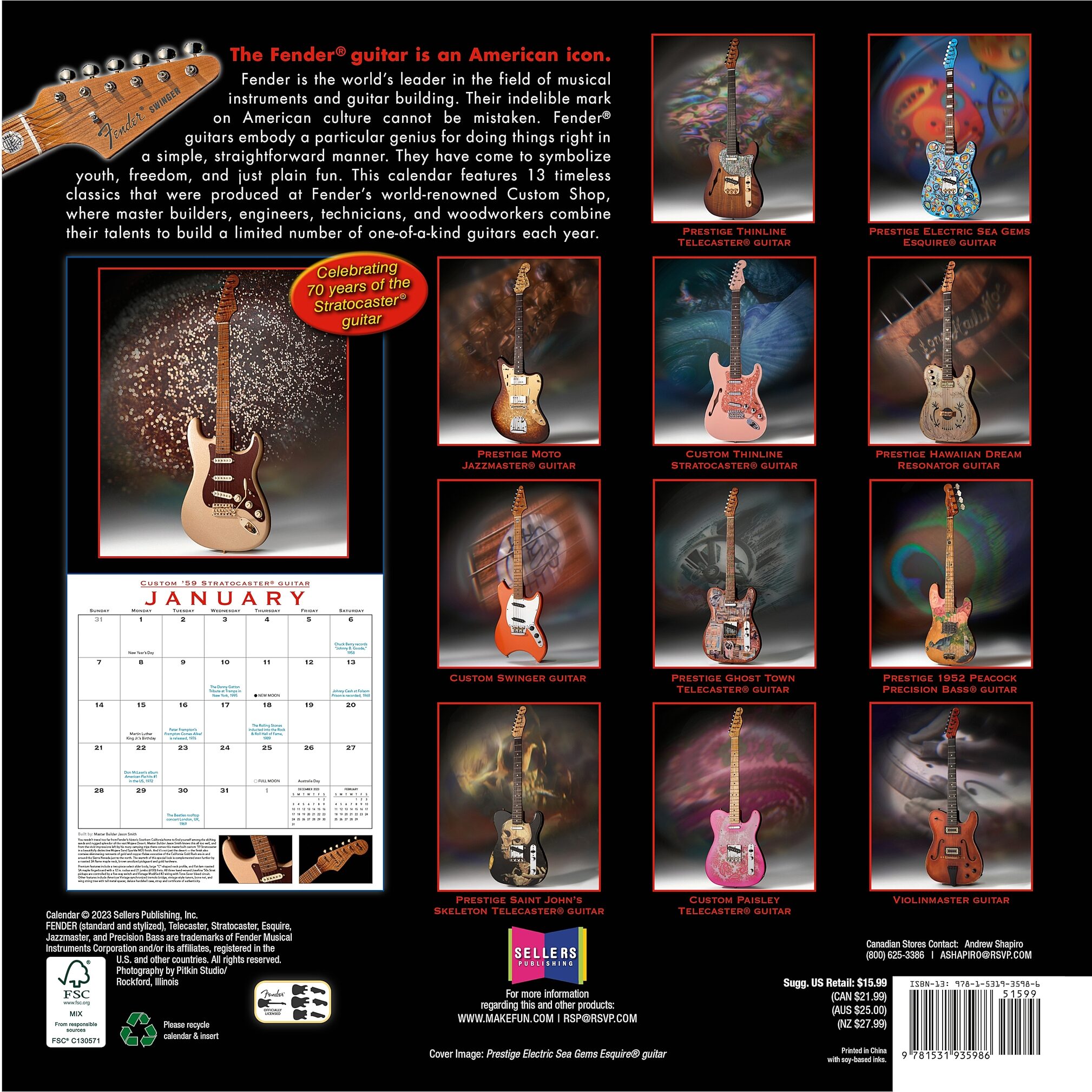 Fender 2024 Custom Shop Calendar zZounds