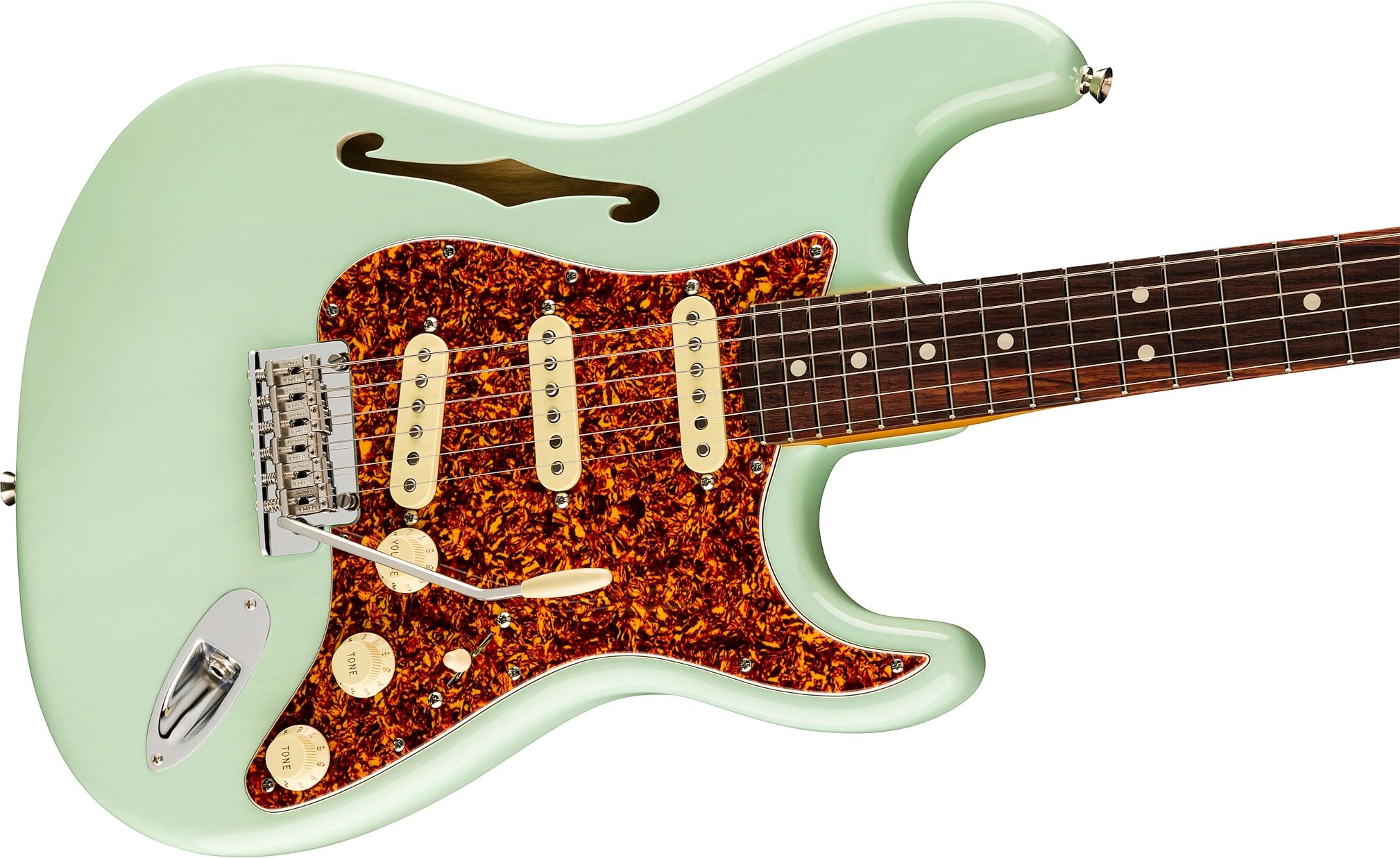 Fender Limited Edition American Professional II Stratocaster Thinline Electric Guitar (with Case), Transparent Surf, Action Position Back