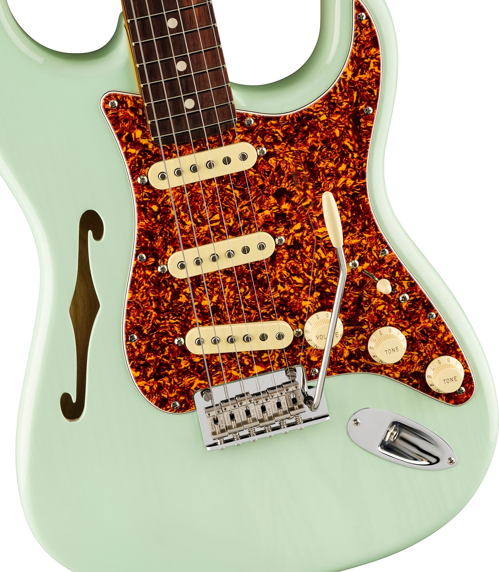 Fender Limited Edition American Professional II Stratocaster Thinline Electric Guitar (with Case), Transparent Surf, Action Position Back