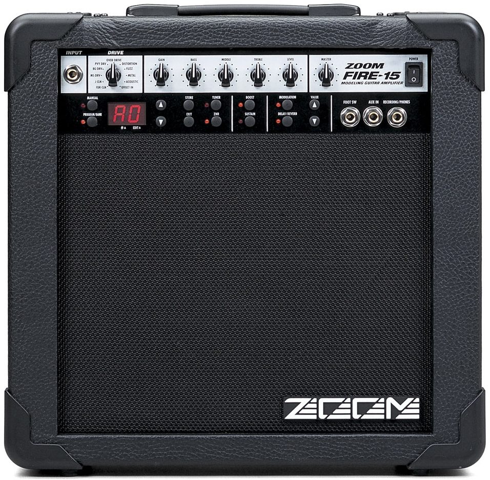 Zoom FIRE15 Combo Guitar Amplifer with Effects (15 Watts), Front