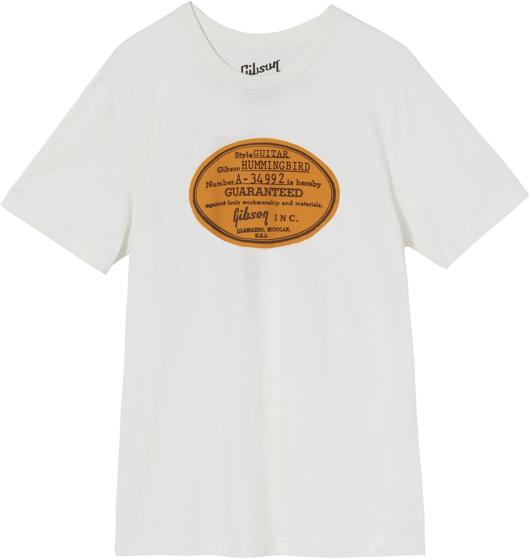 Gibson Acoustic Label T-Shirt, Vintage White, Large, Action Position Front