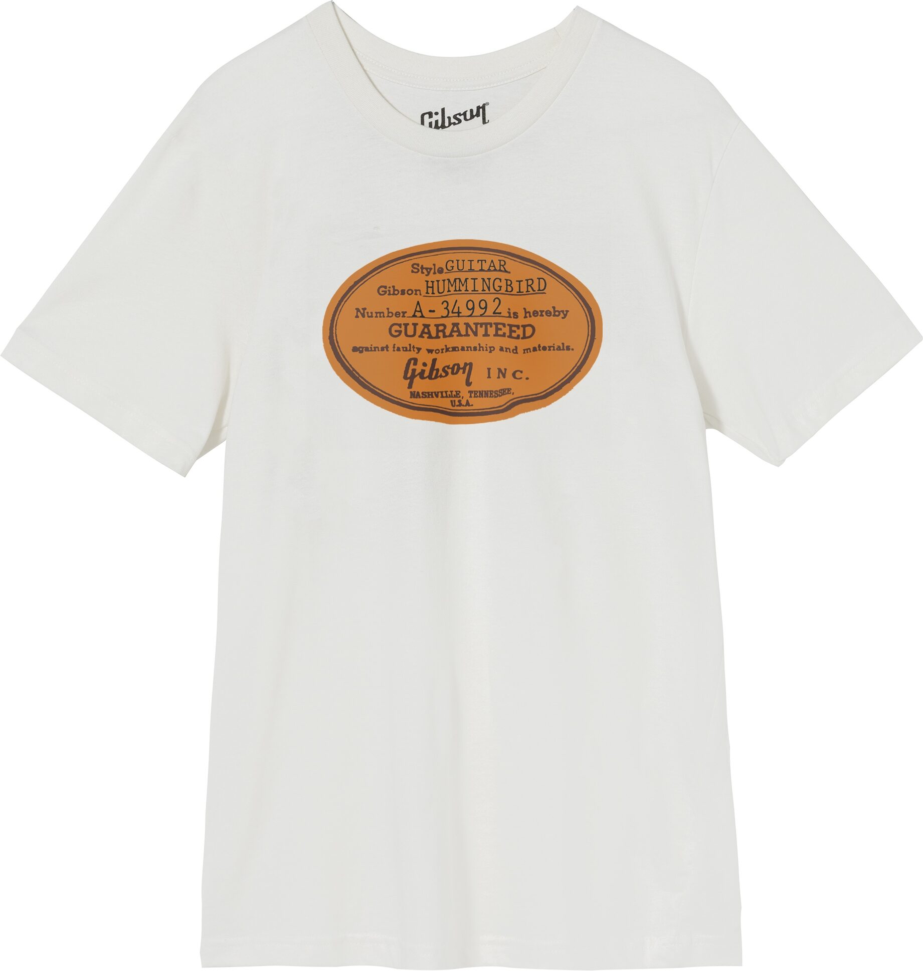 Gibson Acoustic Label T-Shirt, Vintage White, Small, Action Position Back