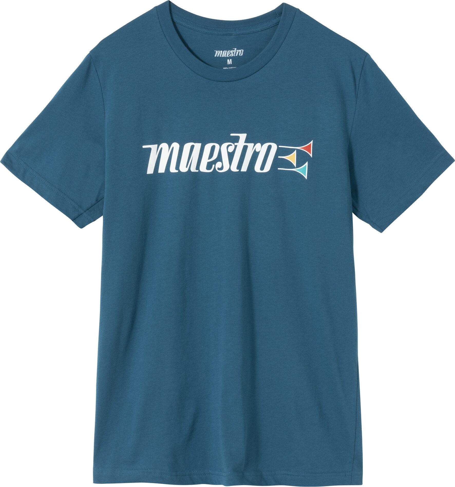 Maestro Trumpets T-Shirt, Teal, Small, Action Position Back