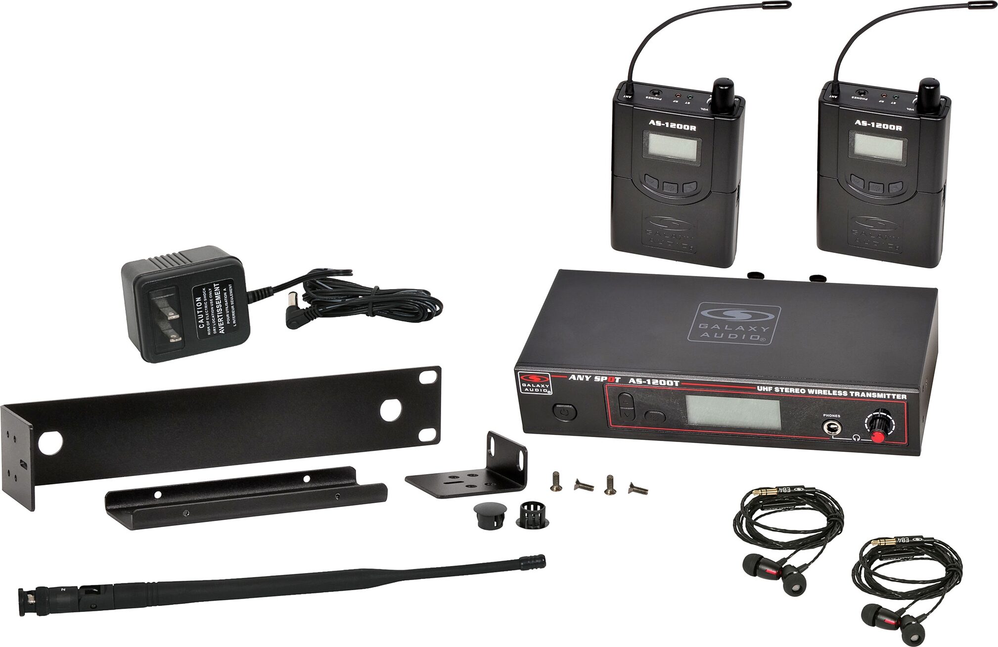 Galaxy Audio AS-1200 Any Spot Wireless In-Ear Monitor System with EB4 Earbuds, Action Position Back