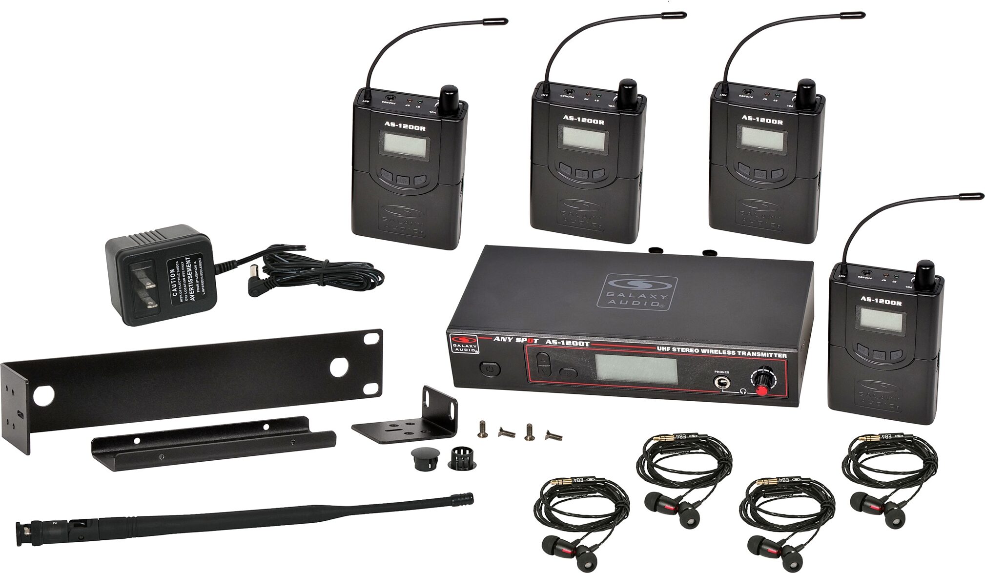 Galaxy Audio AS-1200 Any Spot Wireless In-Ear Monitor System with EB4 Earbuds, Action Position Back