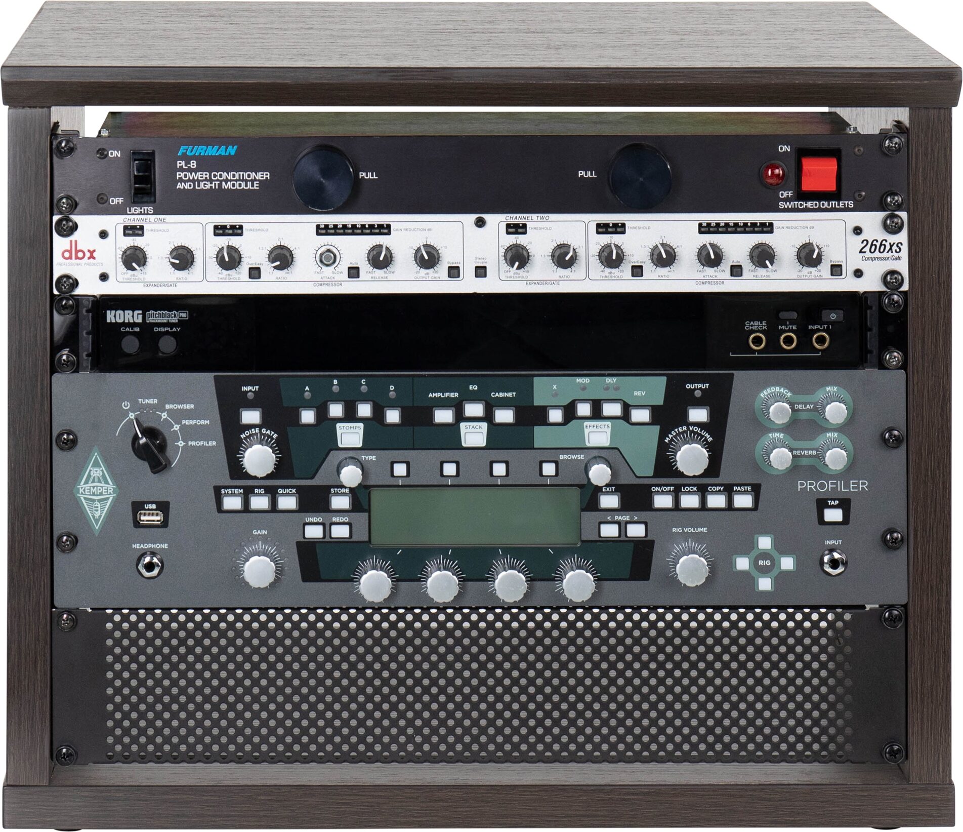 Gator Elite Series Studio Rack, Brown, 8U, Action Position Back