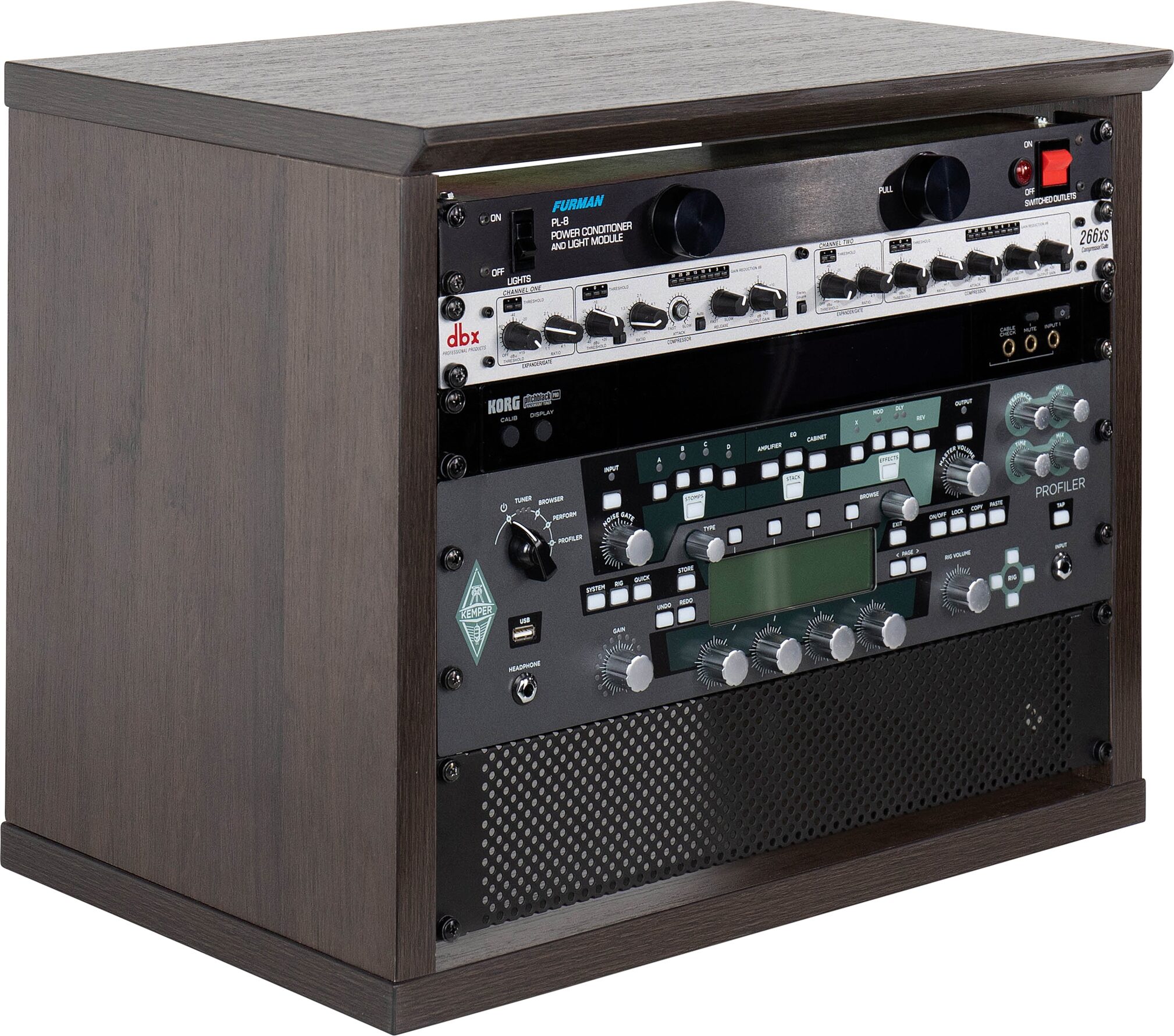 Gator Elite Series Studio Rack, Brown, 8U, Action Position Back