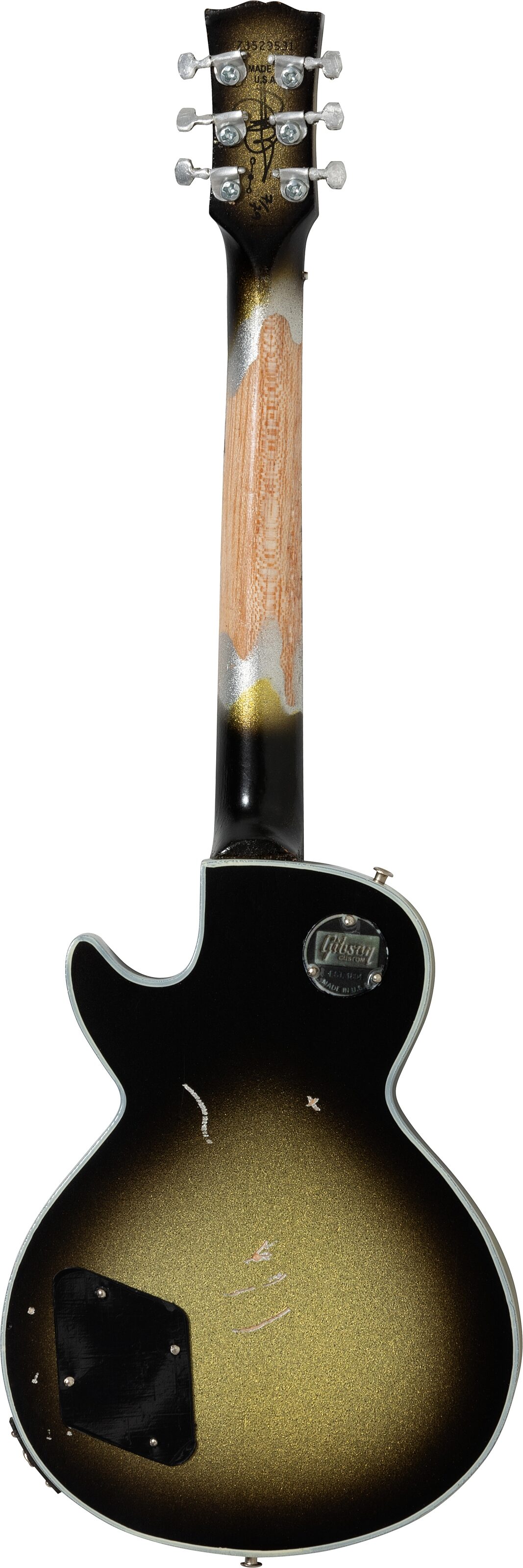 Gibson Axe Heaven Mini Replica Guitars, Adam Jones Silverburst Les Paul Custom, Action Position Back
