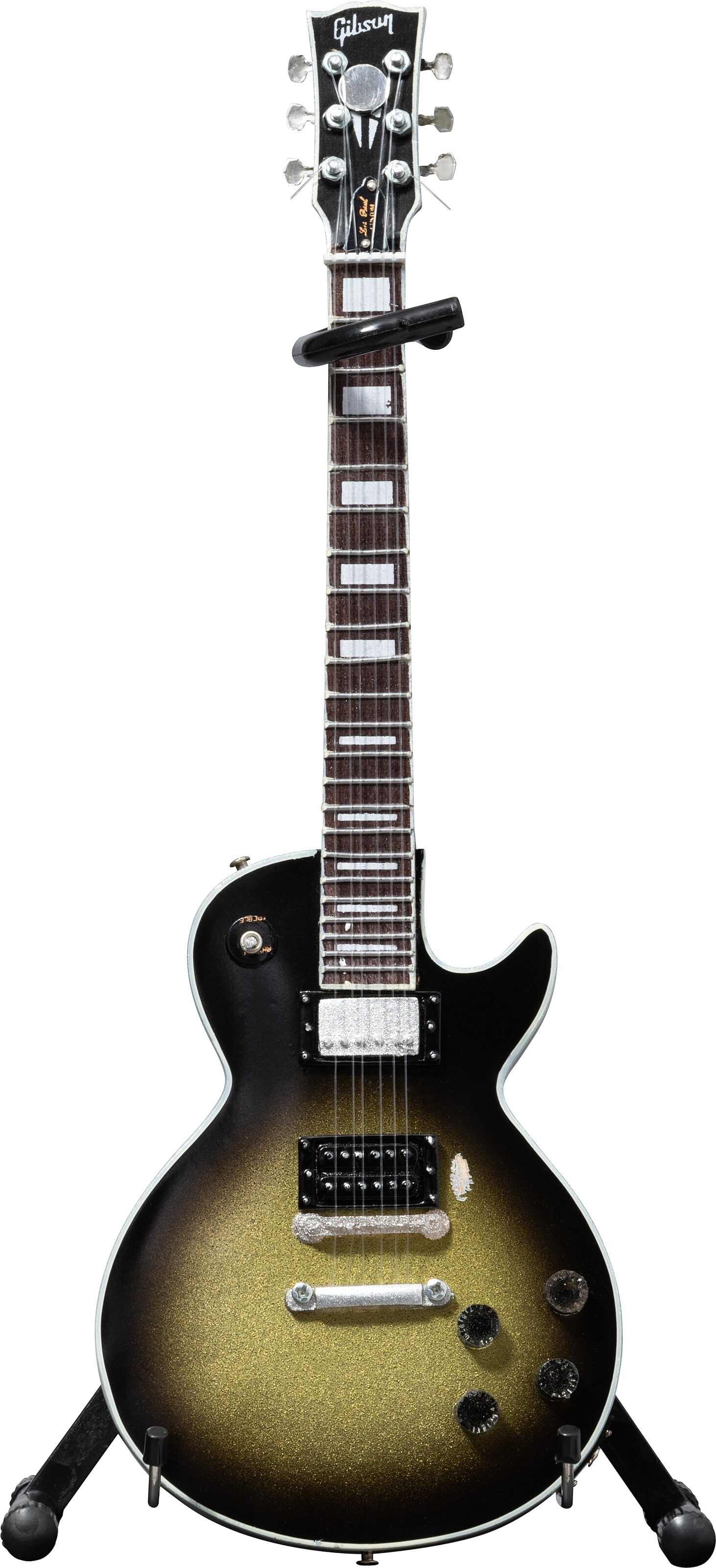 Gibson Axe Heaven Mini Replica Guitars, Adam Jones Silverburst Les Paul Custom, Action Position Front