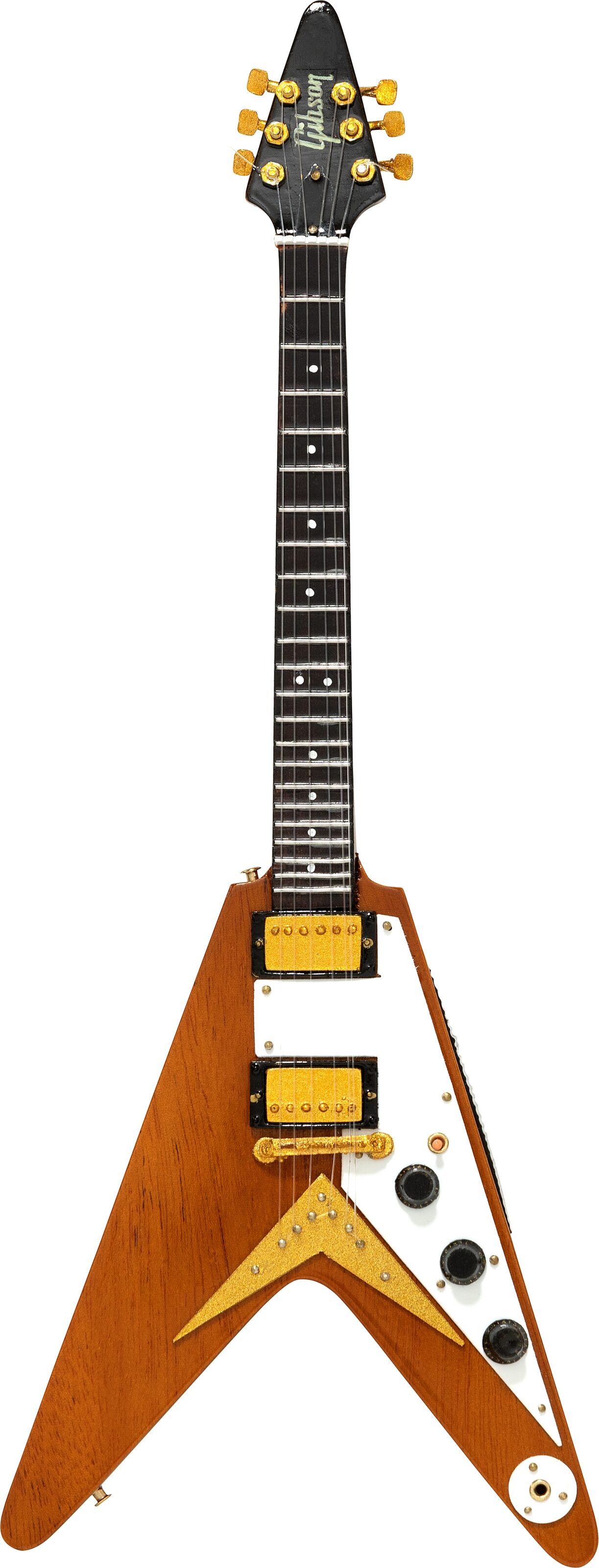 Gibson Axe Heaven Mini Replica Guitars, '58 Korina Flying V, Action Position Front