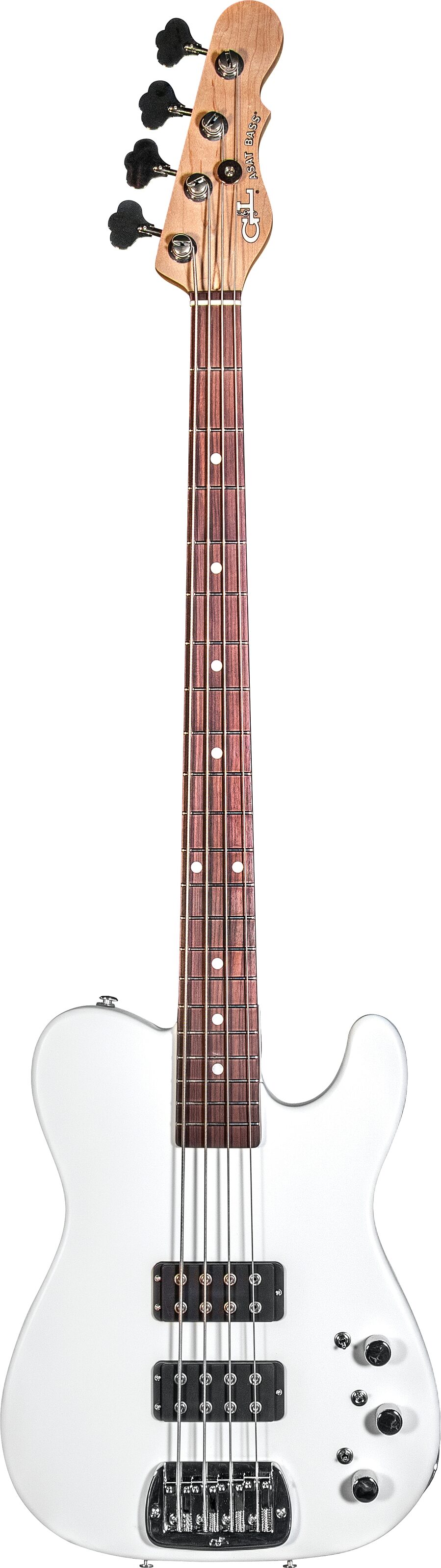 G&L Fullerton Deluxe ASAT Z-3 Electric Bass, Alpine White Frost, Action Position Back