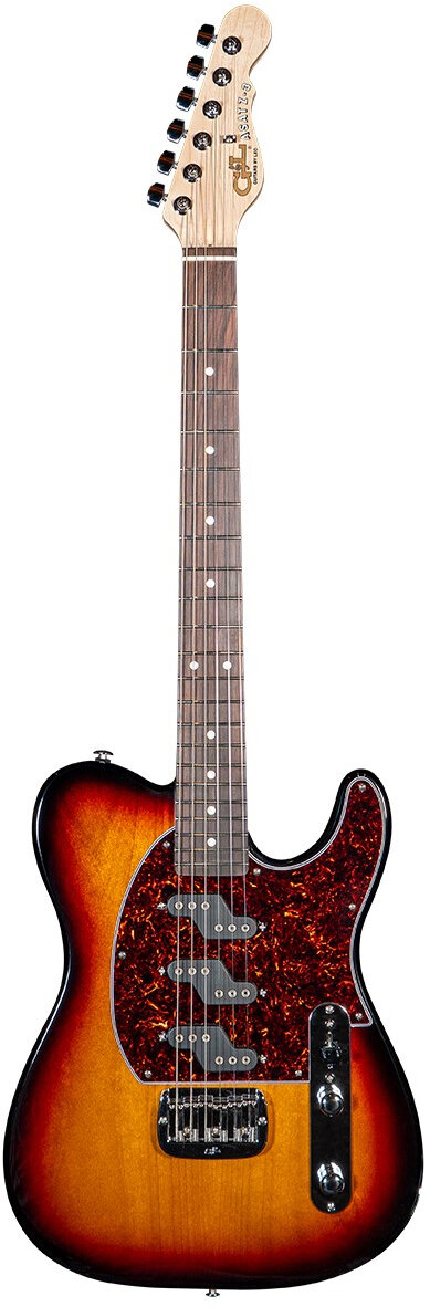 G&L Fullerton Deluxe ASAT Z-3 Electric Guitar, 3-Tone Sunburst, Action Position Back