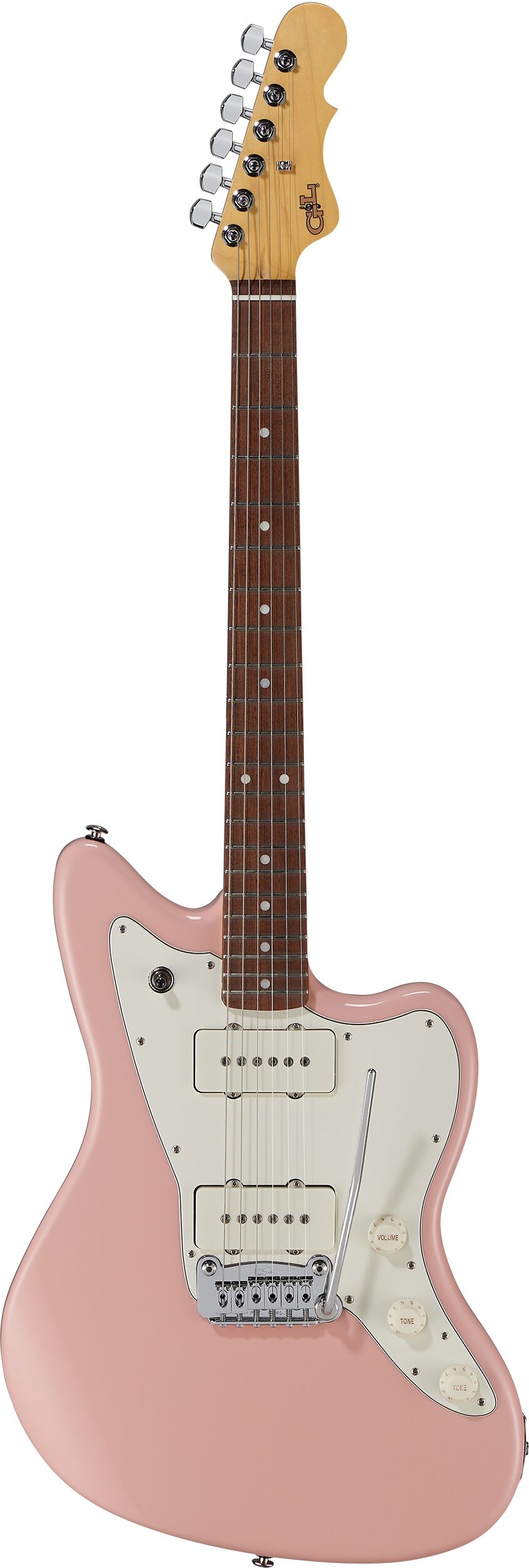 G&L Fullerton Deluxe Doheny Electric Guitar (with Gig Bag), Shell Pink, Action Position Front