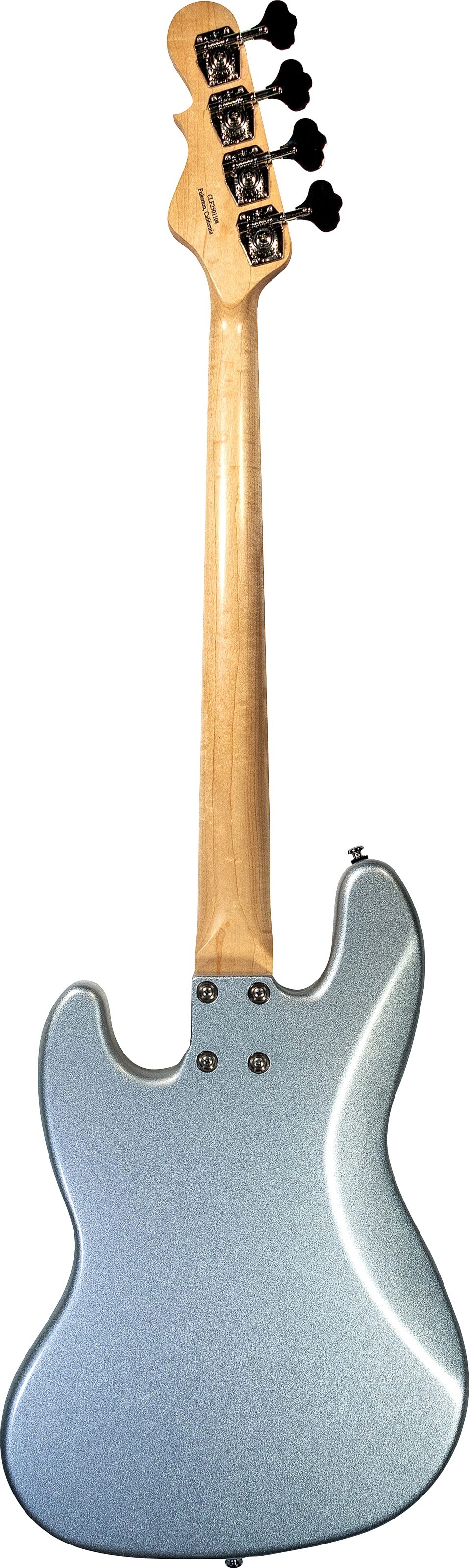 G&L Fullerton Deluxe MFD Jazz Electric Bass, Silver Metallic, Action Position Back