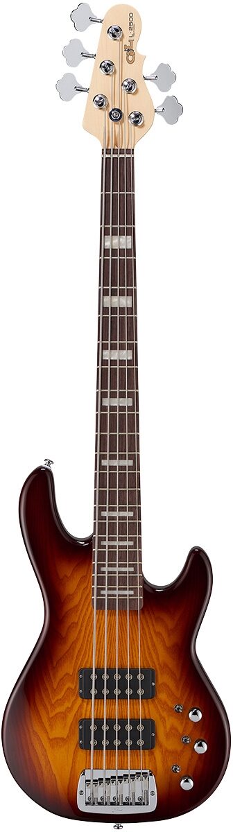 G&L Tribute L-2500 Electric Bass, 5-String, Tobacco Sunburst, Action Position Back