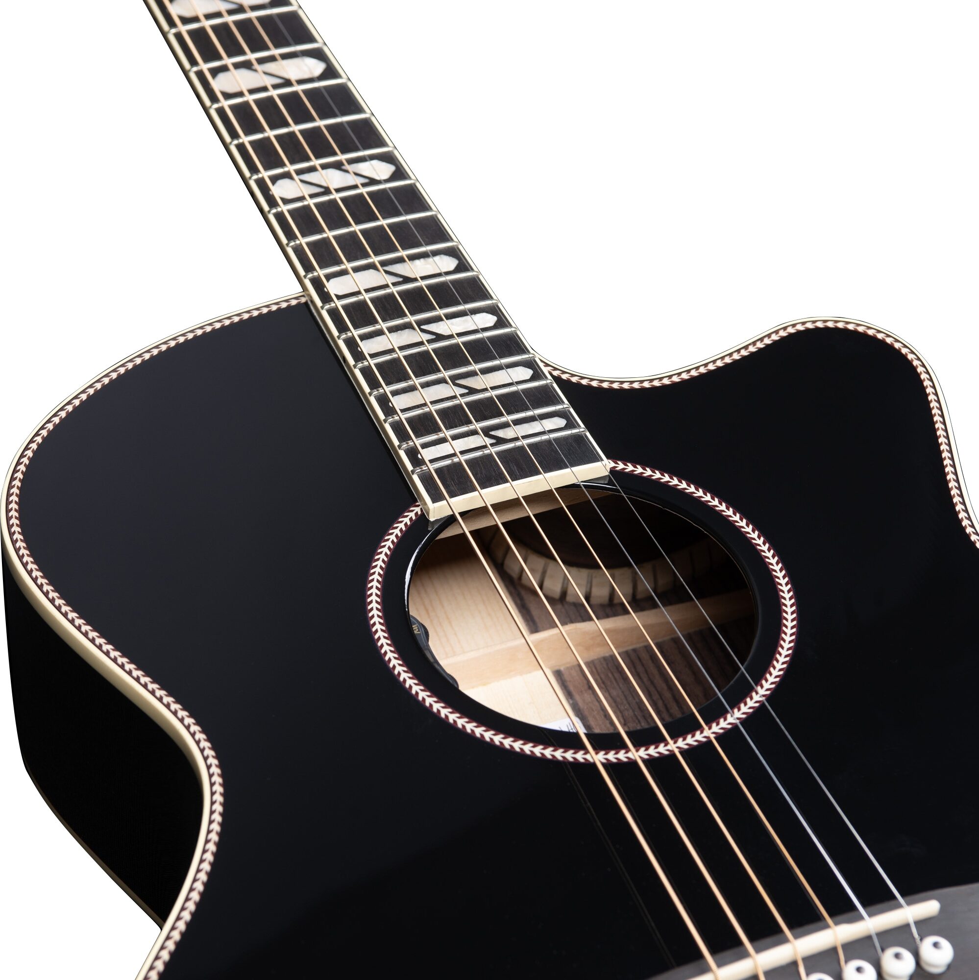 Godin Connaisseur MJ Electric Guitar with Rosewood Fingerboard (with Gig Bag), Black, Action Position Back