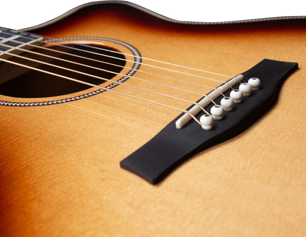 Godin Connaisseur Mini-Jumbo Electric Guitar (with Gig Bag), Sunsetburst, Action Position Back