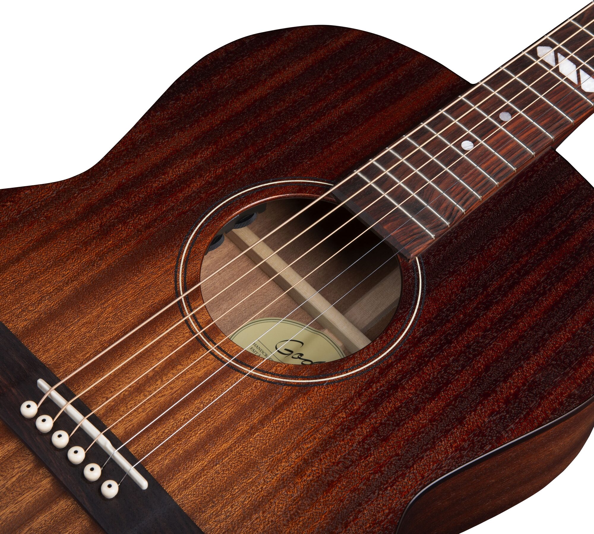 Godin Limited Edition Folk Rustic Acoustic-Electric Guitar, Black Burst, Action Position Back