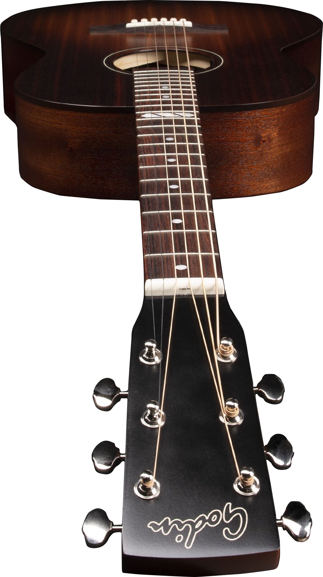 Godin Limited Edition Folk Rustic Acoustic-Electric Guitar, Black Burst, Action Position Back