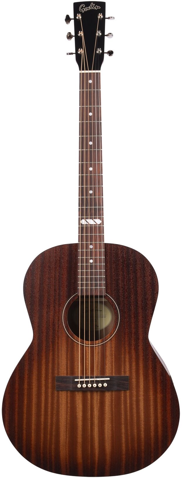Godin Limited Edition Folk Rustic Acoustic-Electric Guitar, Black Burst, Action Position Back