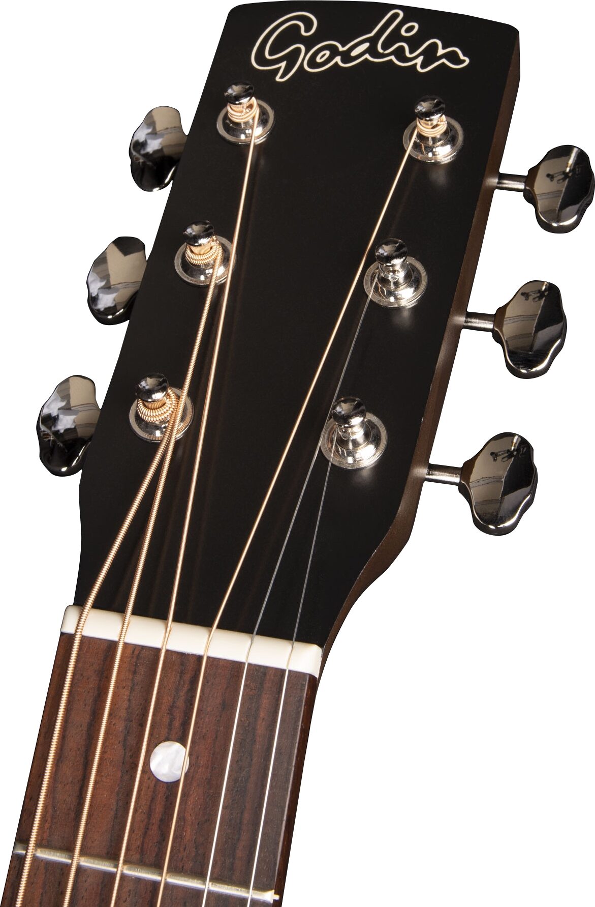 Godin Limited Edition Parlor Acoustic-Electric Guitar, Black Burst, Action Position Back