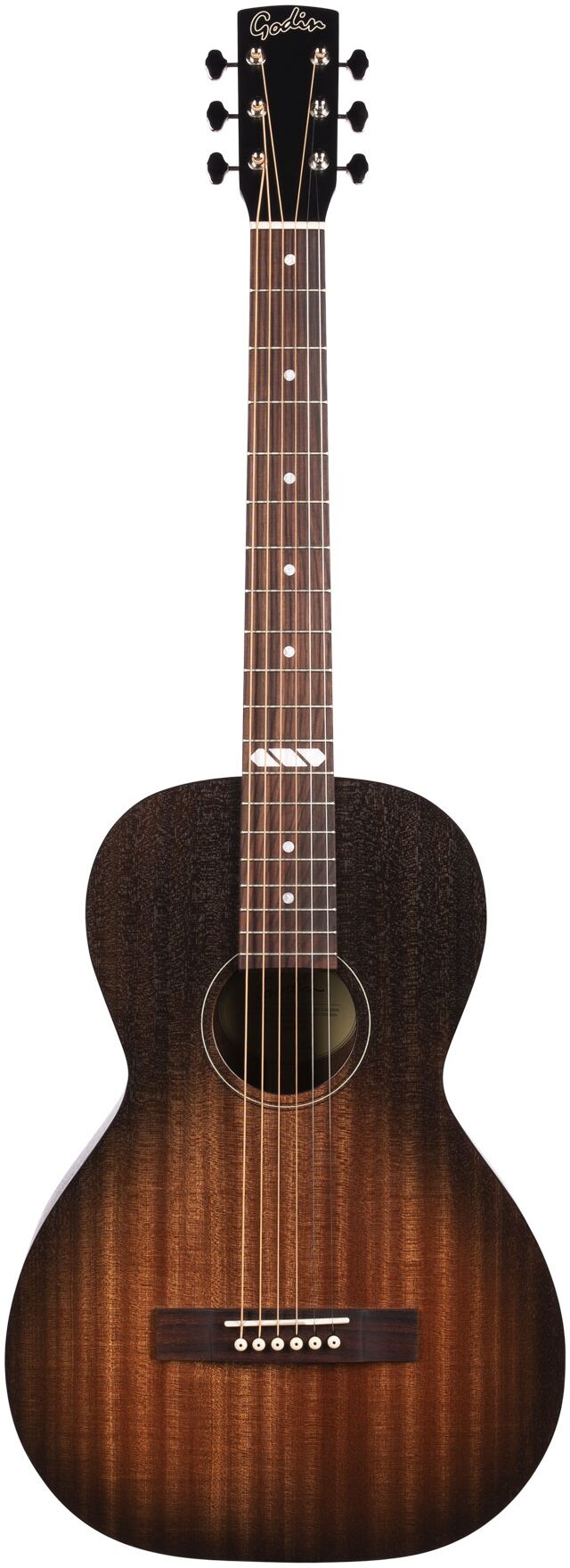 Godin Limited Edition Parlor Acoustic-Electric Guitar, Black Burst, Action Position Back