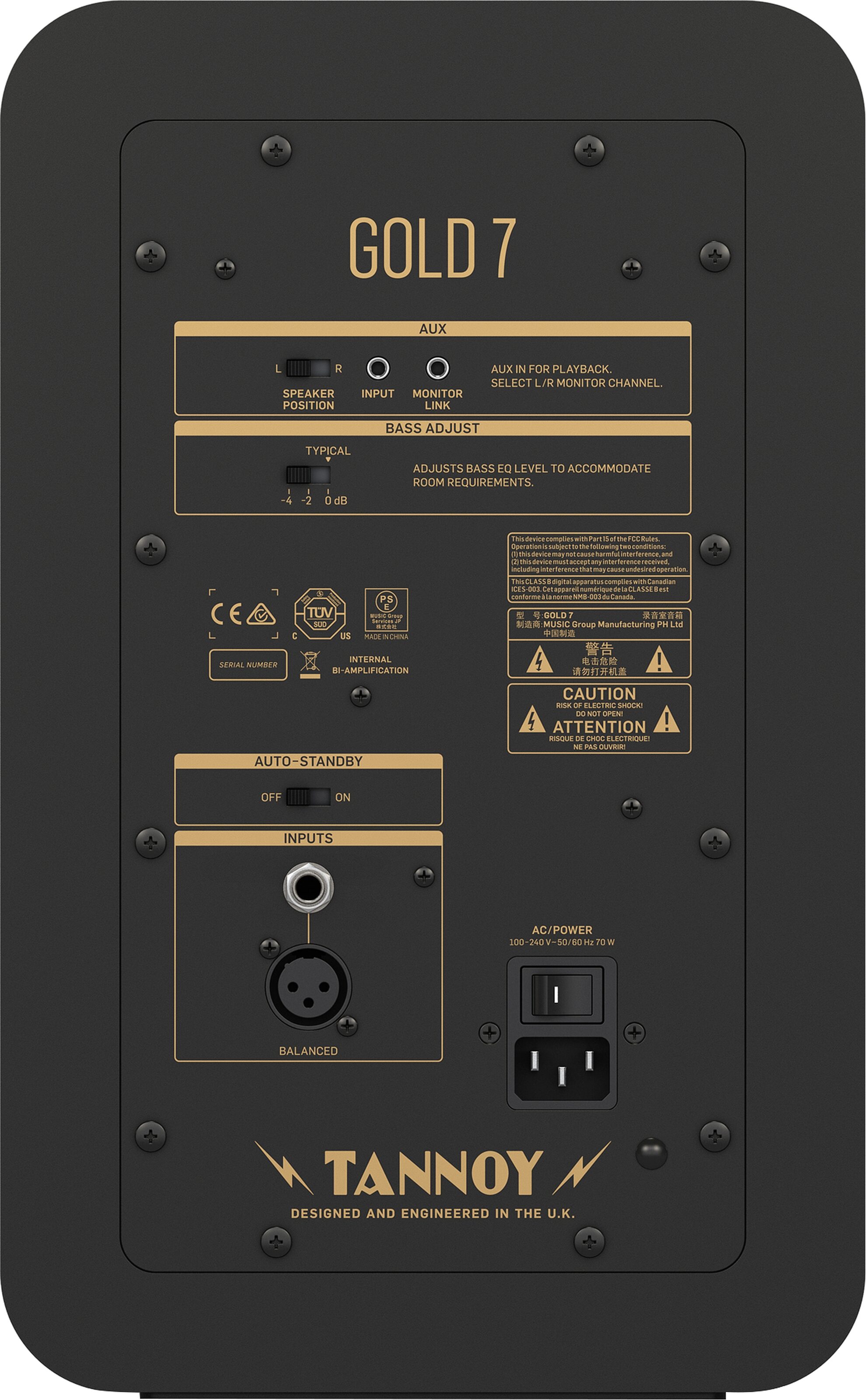 Tannoy Gold 7 Powered Studio Monitor, Action Position Back