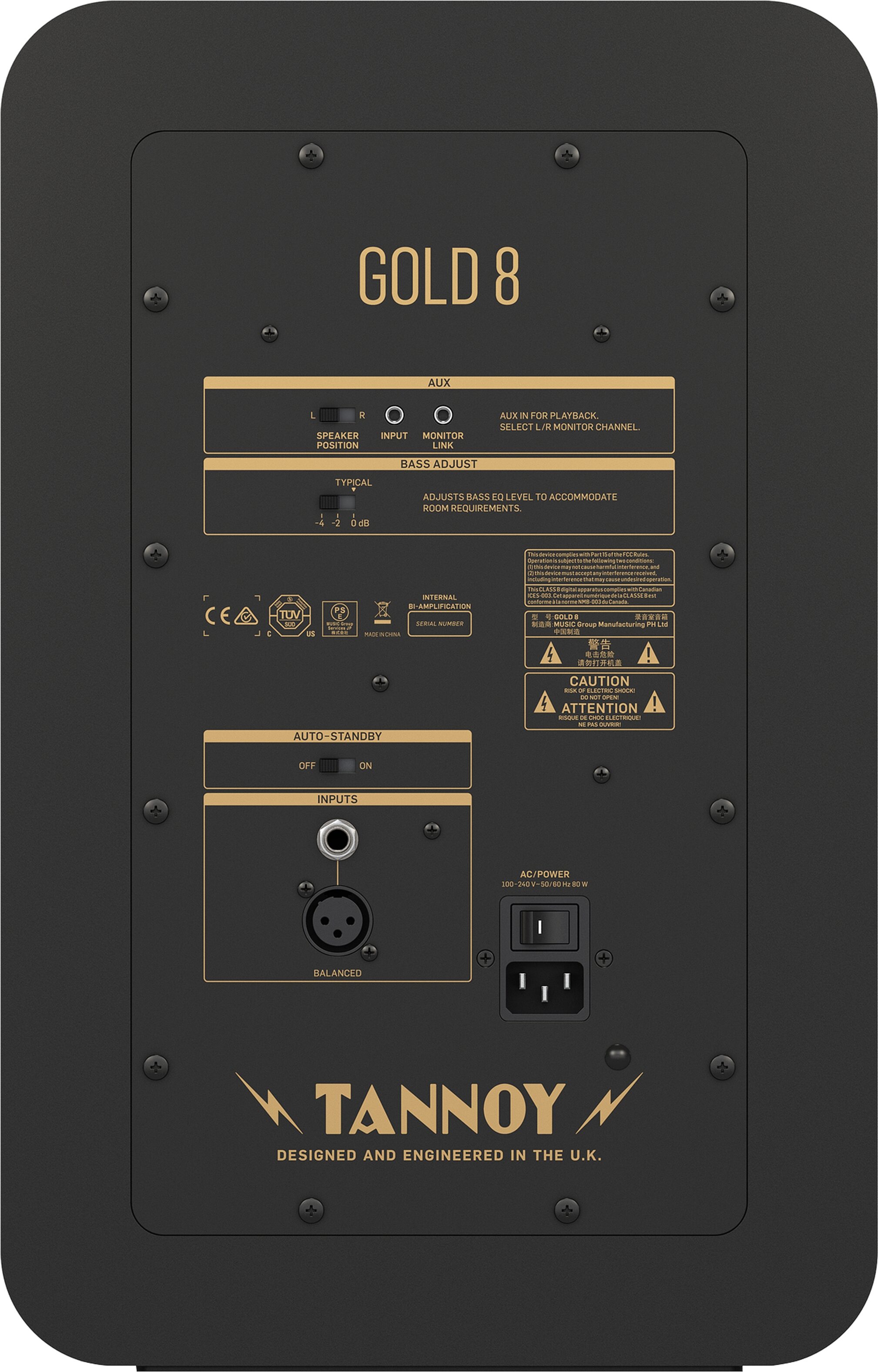 Tannoy Gold 8 Powered 8" Studio Monitor, Action Position Back