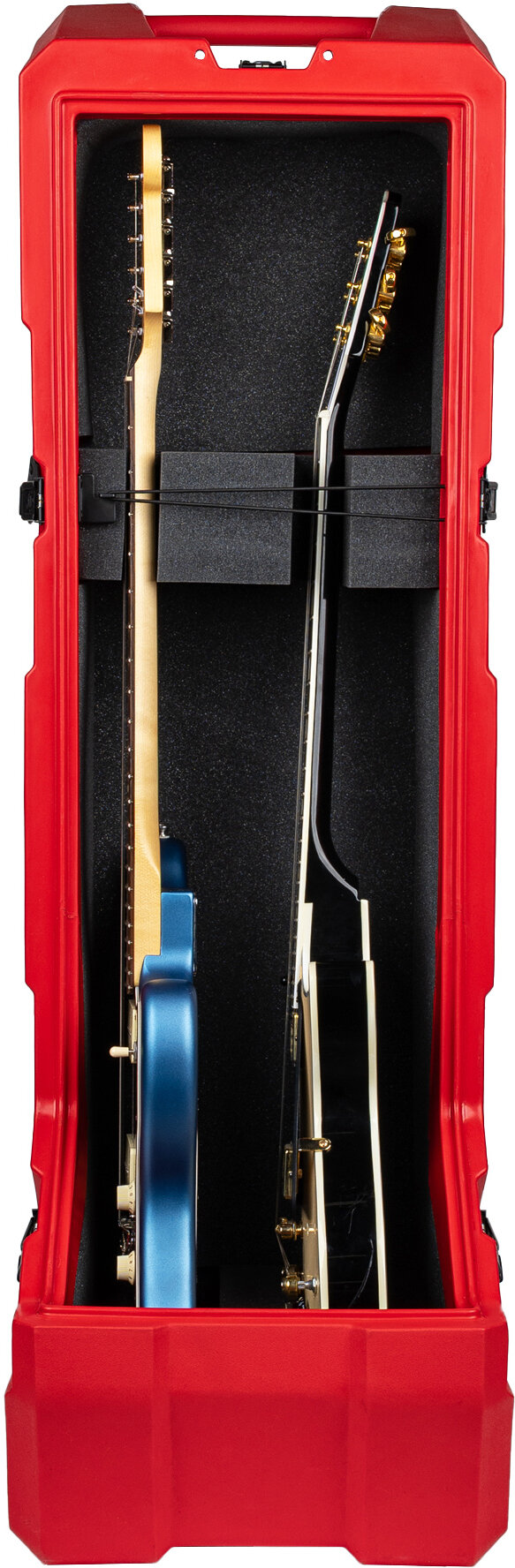 Gator Mini Vault for Two Electric Guitars, Red, Action Position Back