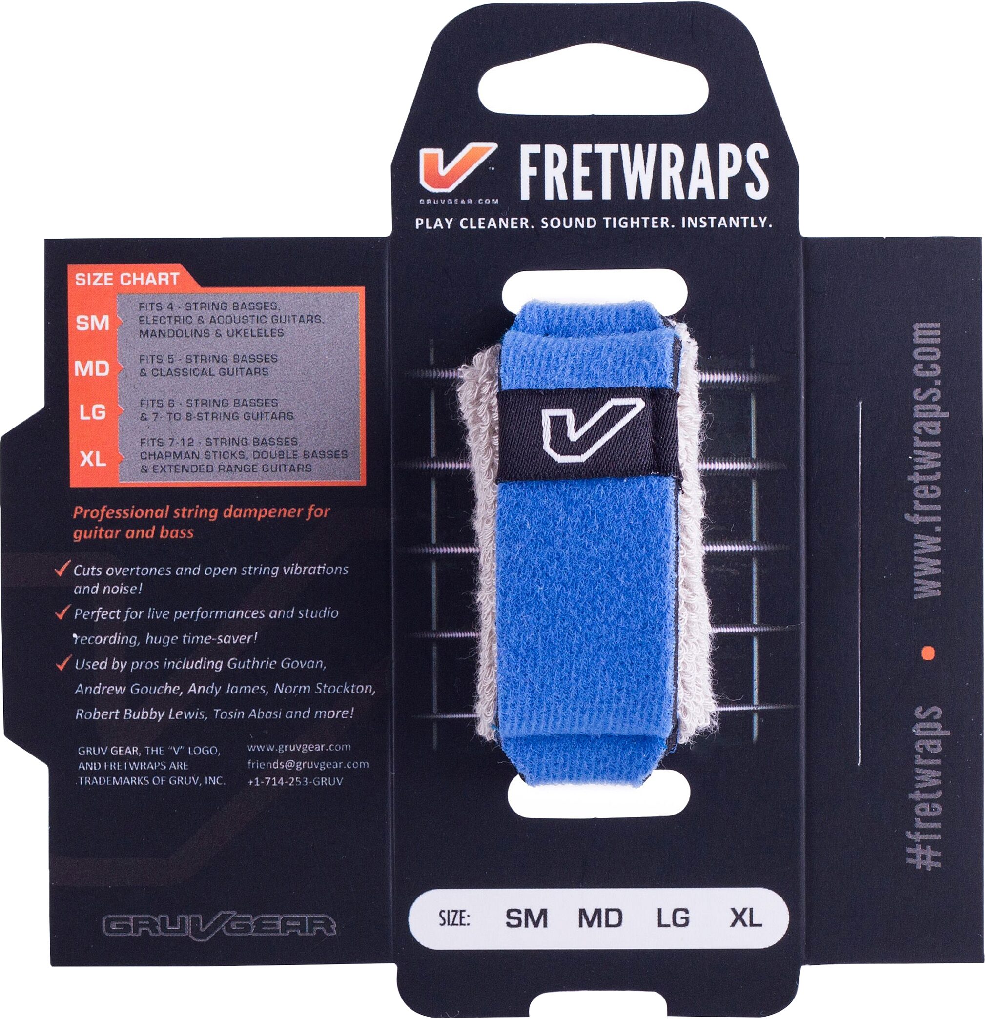 Gruv Gear FretWraps String Muters (1-Pack), Blue, Large, Action Position Back