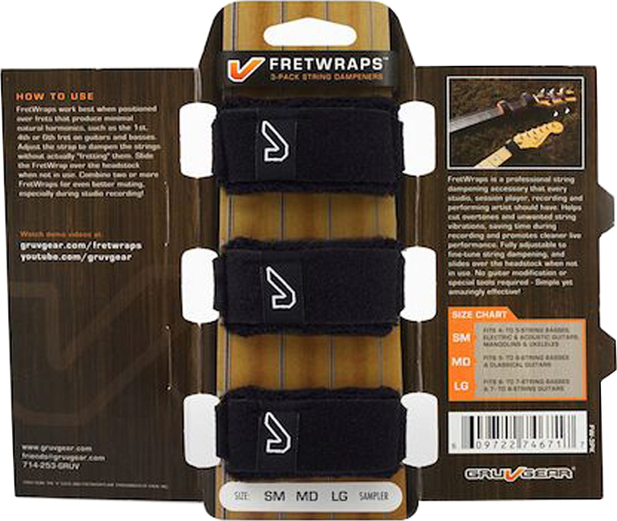 Gruv Gear FretWraps String Muters (3-Pack), Action Position Back