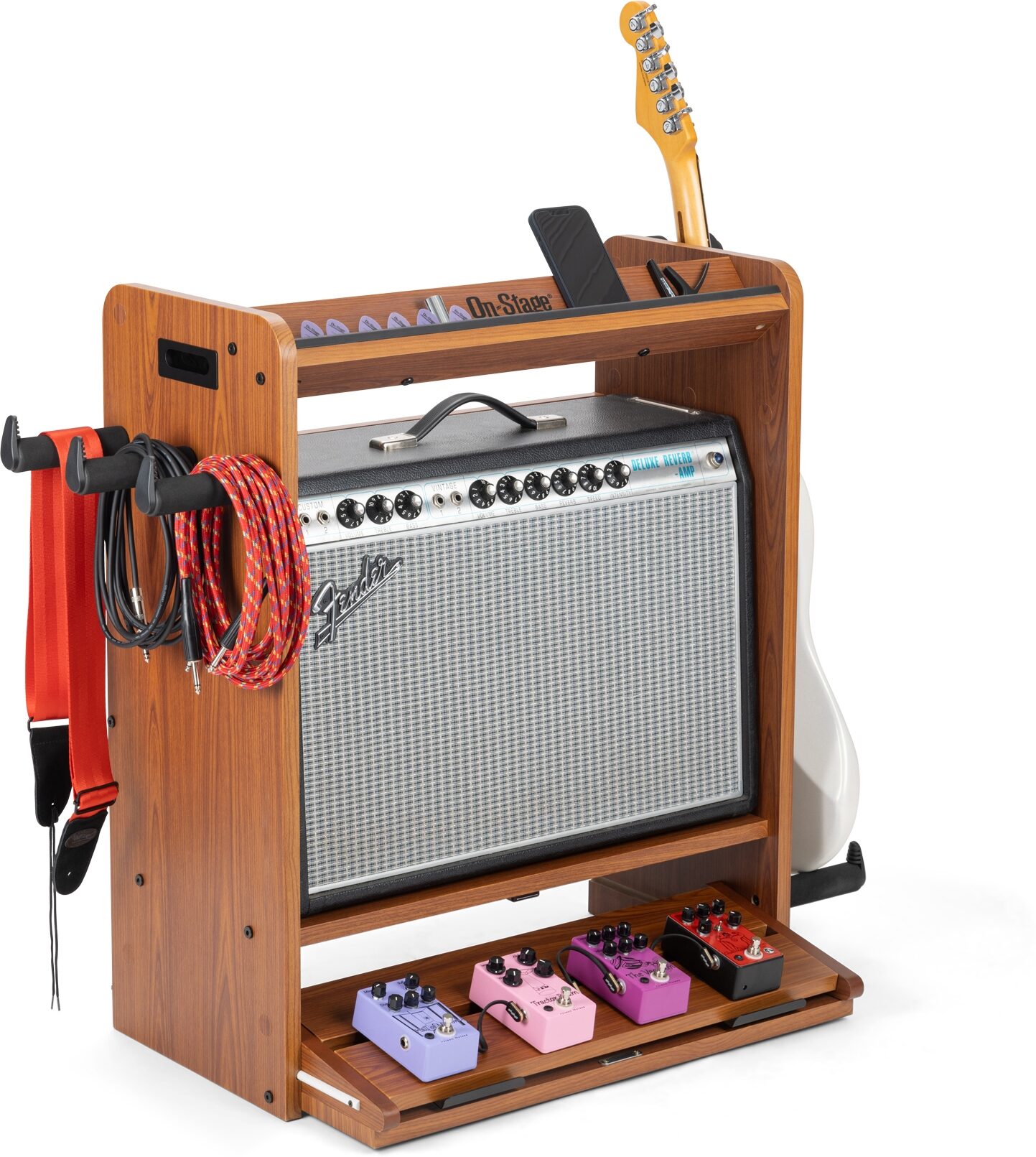 On-Stage GWS5000 Guitar Workstation, Rosewood, Angled Front