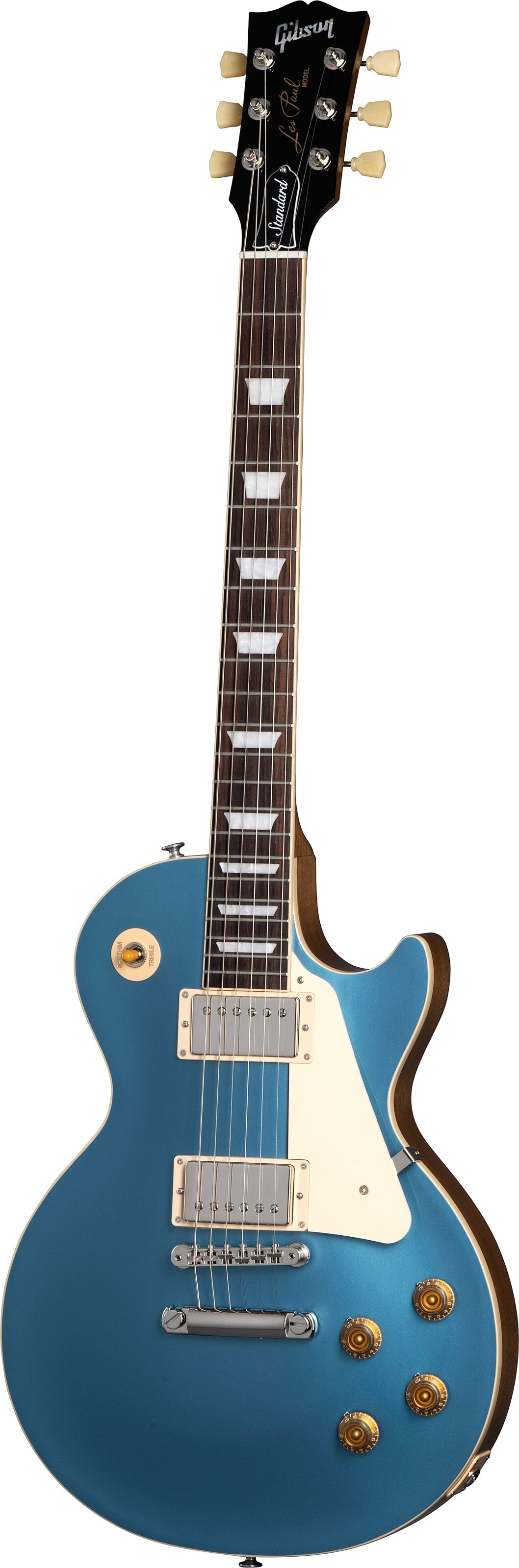Gibson Les Paul Standard 50s Custom Color Electric Guitar, Figured Top (with Case), Pelham Blue, Open Box (Very Good), Main with all components Front