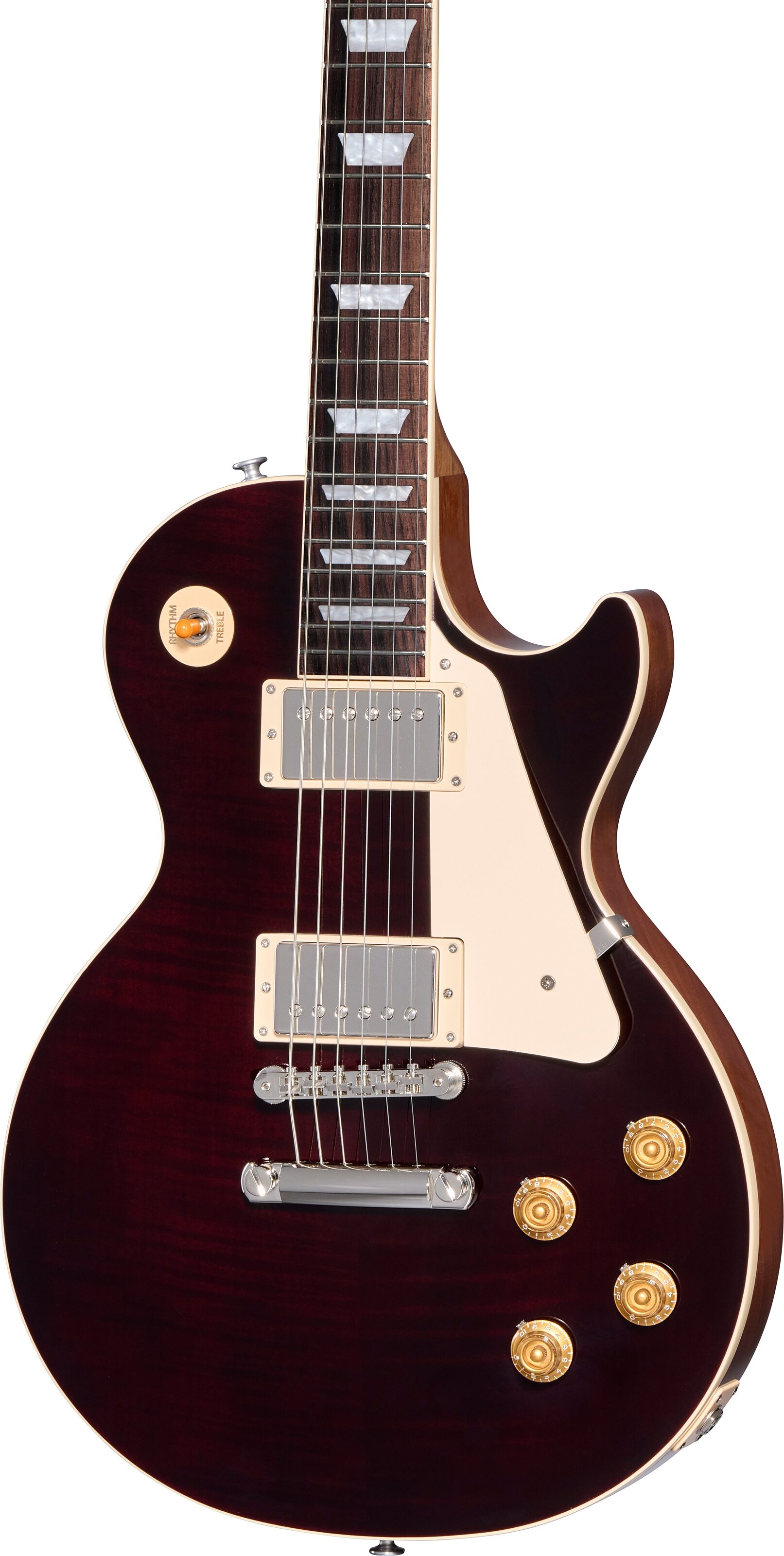 Gibson Les Paul Standard 50s Custom Color Electric Guitar, Figured Top (with Case), Oxblood, Action Position Back