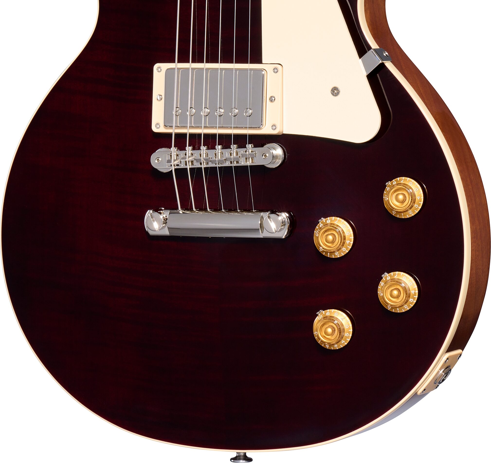 Gibson Les Paul Standard 50s Custom Color Electric Guitar, Figured Top (with Case), Oxblood, Action Position Back