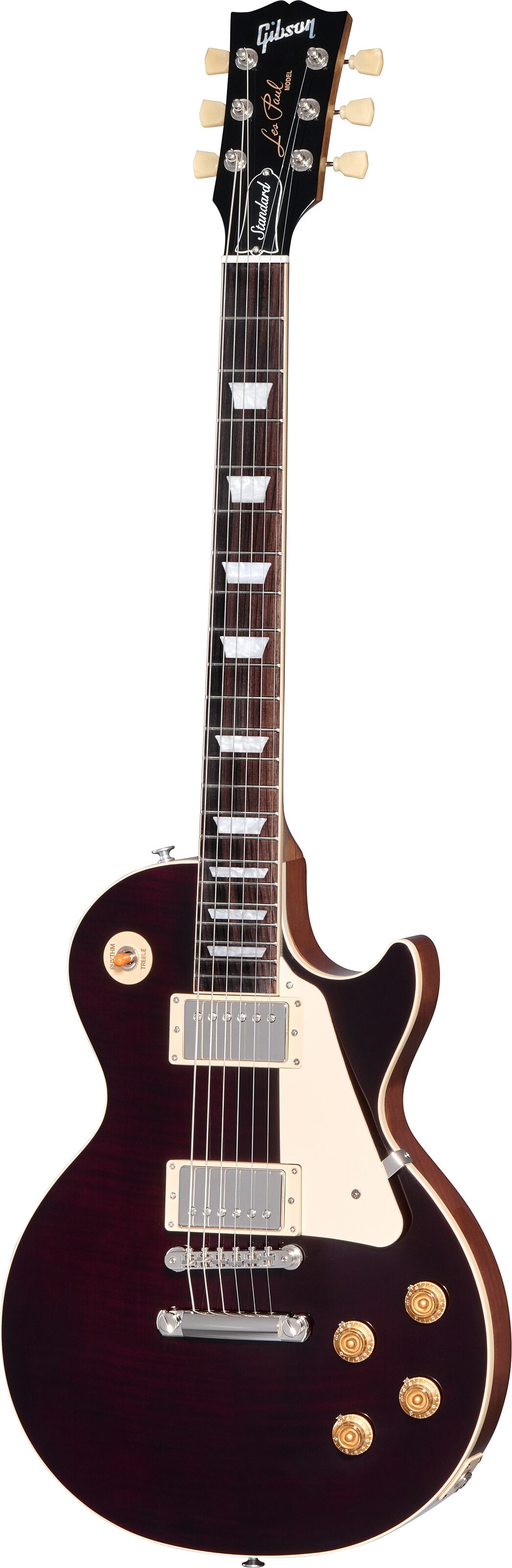 Gibson Les Paul Standard 50s Custom Color Electric Guitar, Figured Top (with Case), Oxblood, Action Position Back