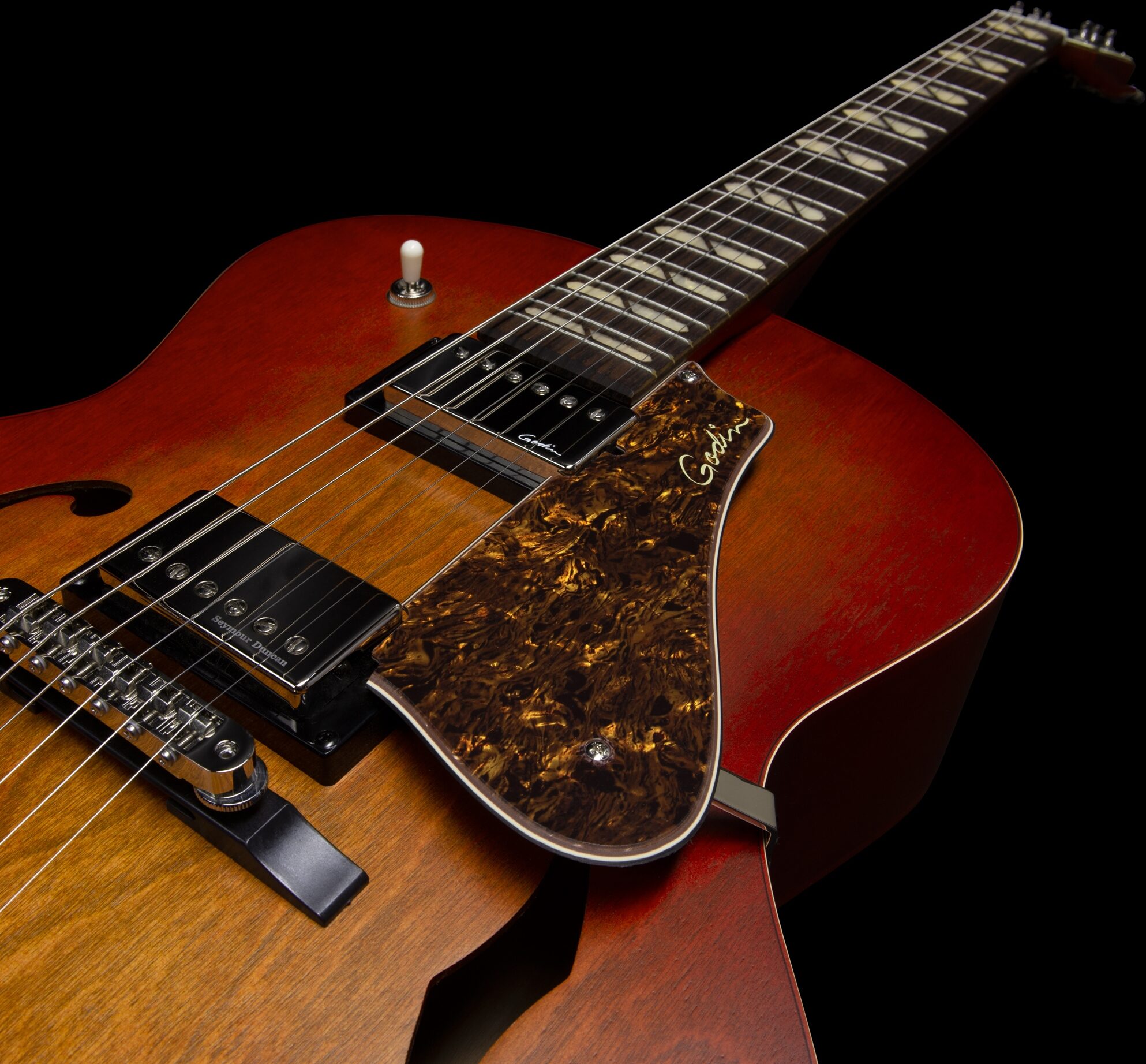 Godin 5th Avenue Jumbo HB Archtop Electric Guitar, Action Position Back